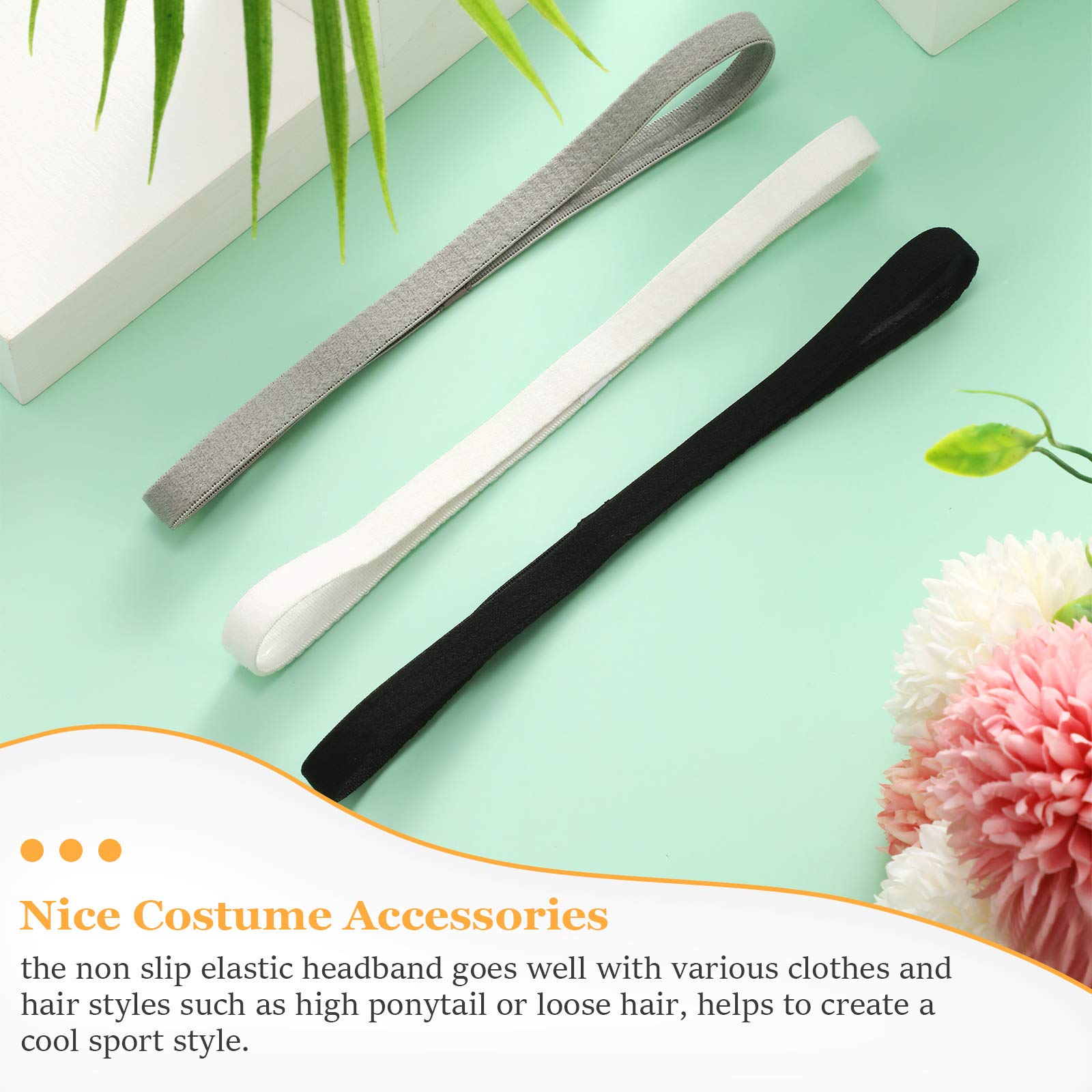 12 Pack Non-Slip Elastic Sports Headbands for Men & Women - Sweat Absorbing Workout Hair Bands with Silicone Grip for Running, Yoga, Tennis, Basketball, Football - Black White Grey Set for Gym & Active Lifestyle