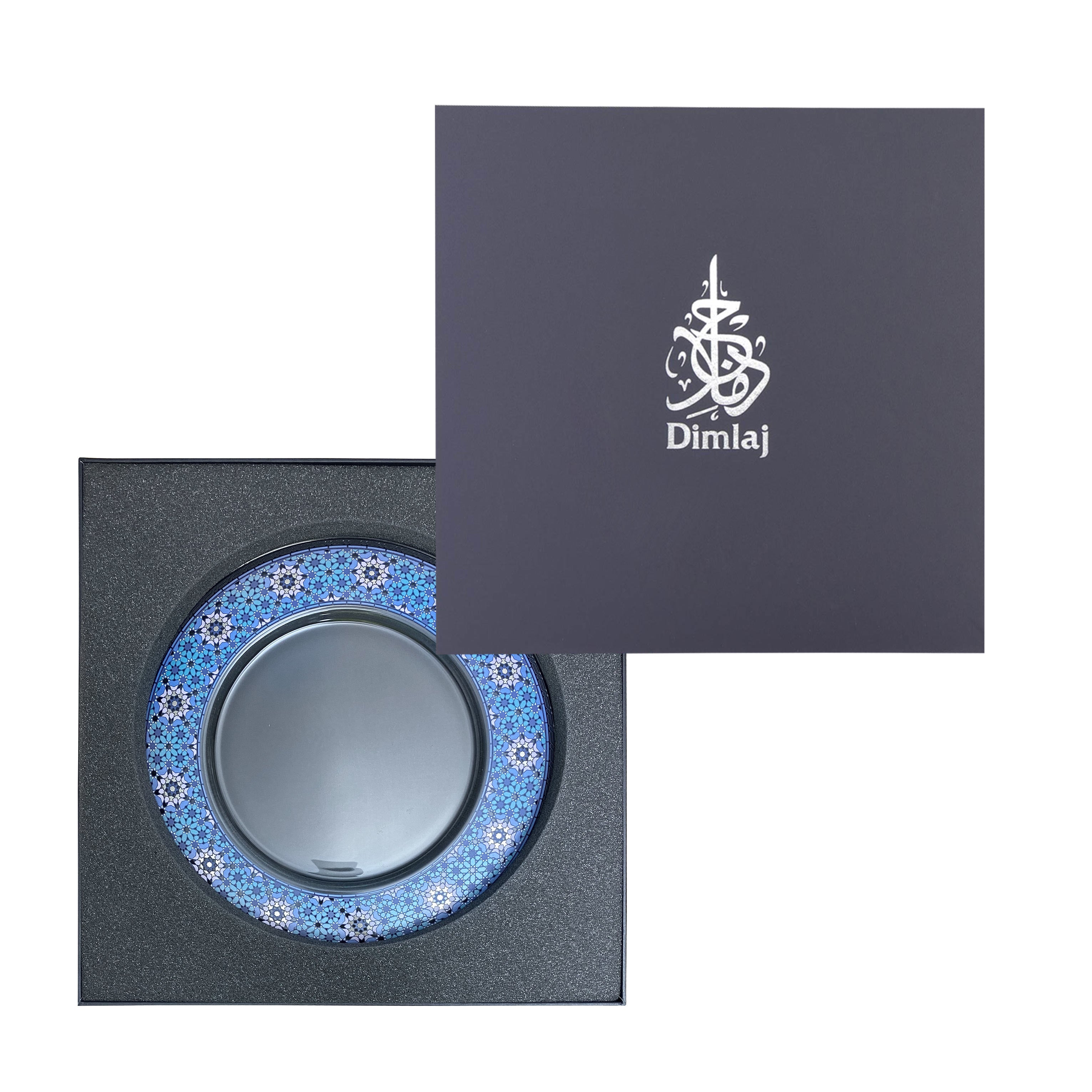Dimlaj Melange Glass Plate - Platinum Finish Elegant Dinnerware for Fine Dining & Special Occasions | Perfect for Weddings, Parties & Home Decor