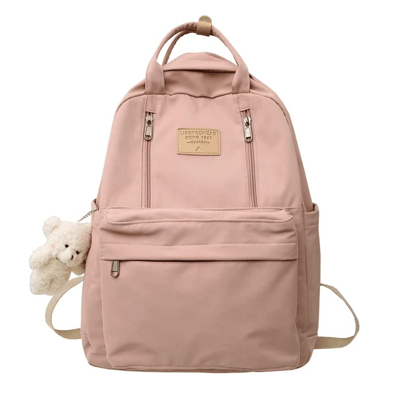 Waterproof Nylon Backpack for Women - Stylish Candy Color Multi-Pocket School Bag, Functional Travel & Everyday Use - Perfect for College, Commuting, Hiking & Work