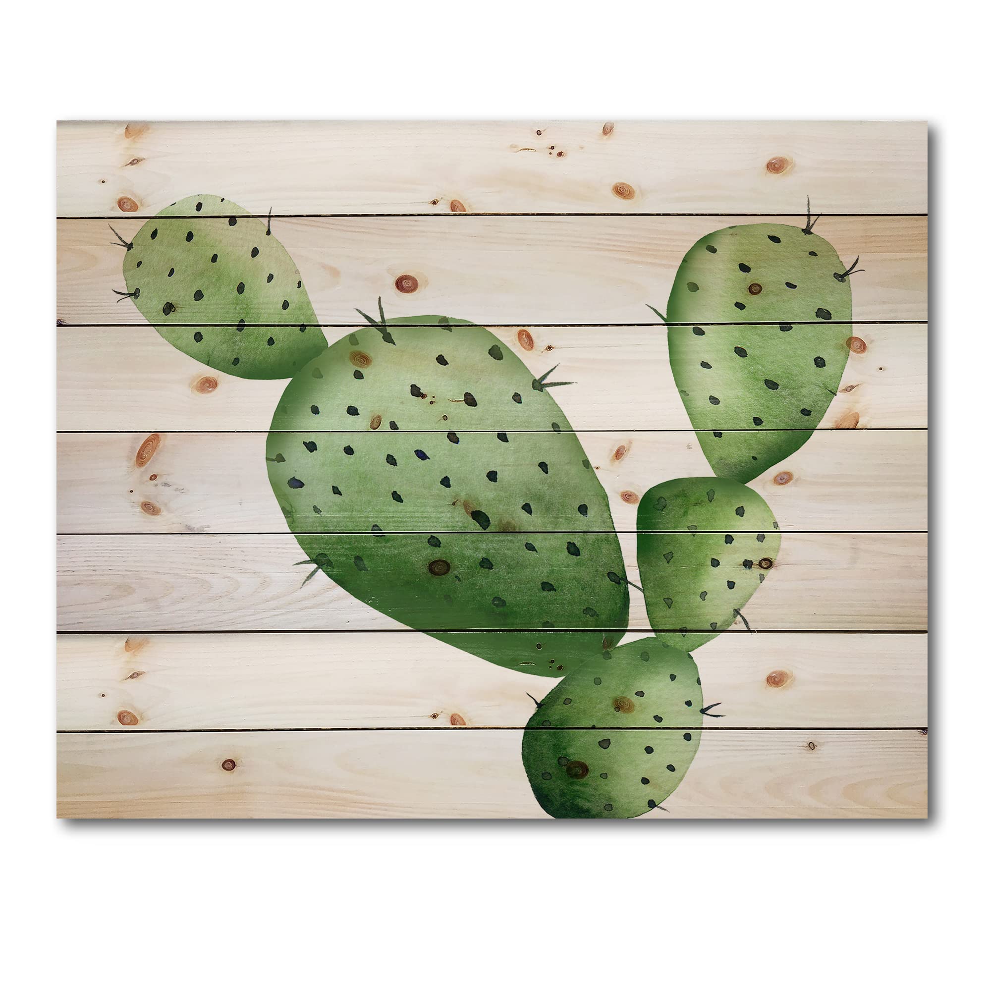 DesignQ Green Southwestern Cactus Tropical Wood Wall Decor - Handmade Pine Wood Art with Floral Prints - Perfect for Boho Home Decor, Living Room Accent Wall & Bedroom Wall Art