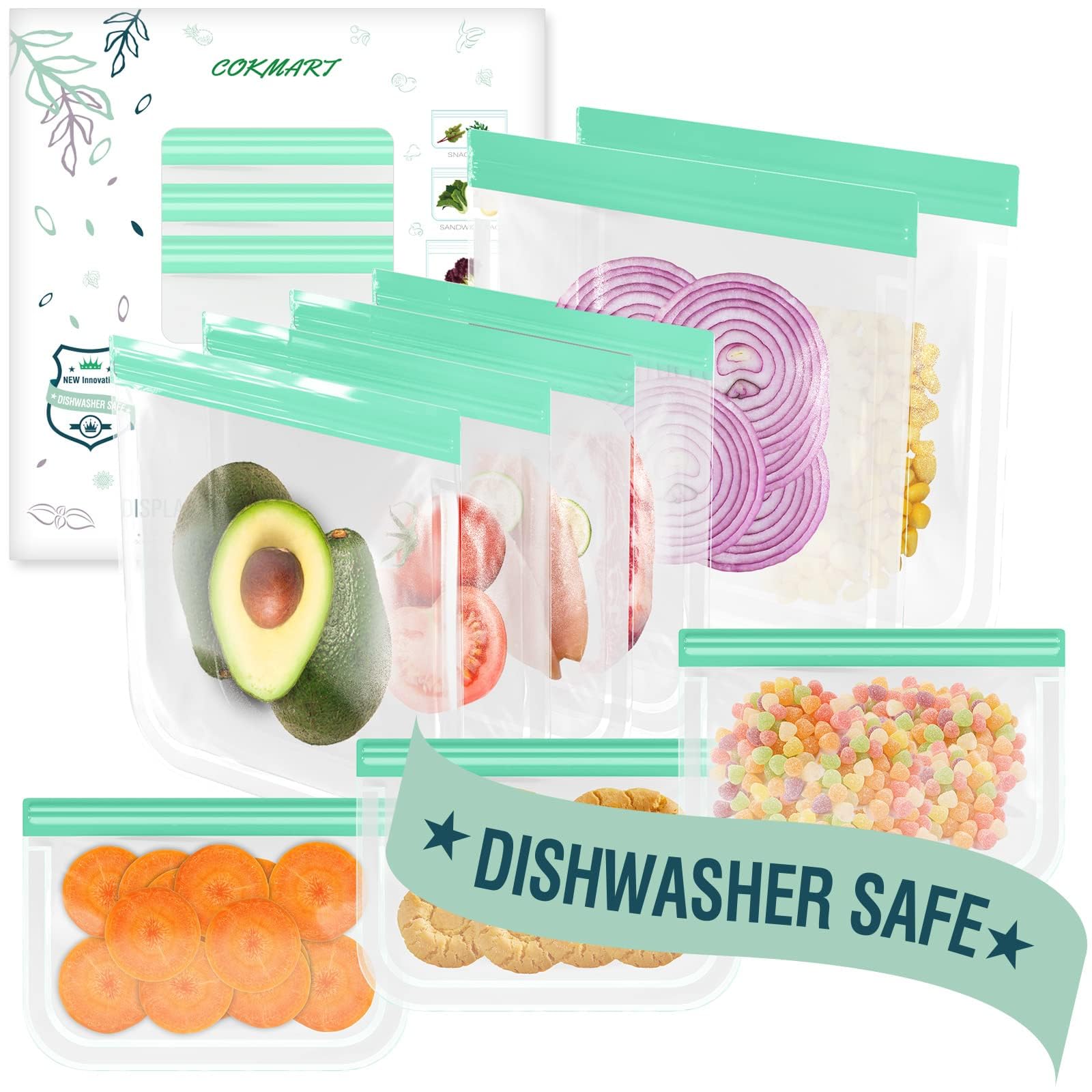 Eco-Friendly Silicone Reusable Food Storage Bags - Leakproof, BPA Free, Dishwasher & Freezer Safe | 2 Gallon, 4 Sandwich, 3 Snack Bags for Kids, Travel, Home & Meal Prep | Perfect for School Lunches, Picnics & Leftovers