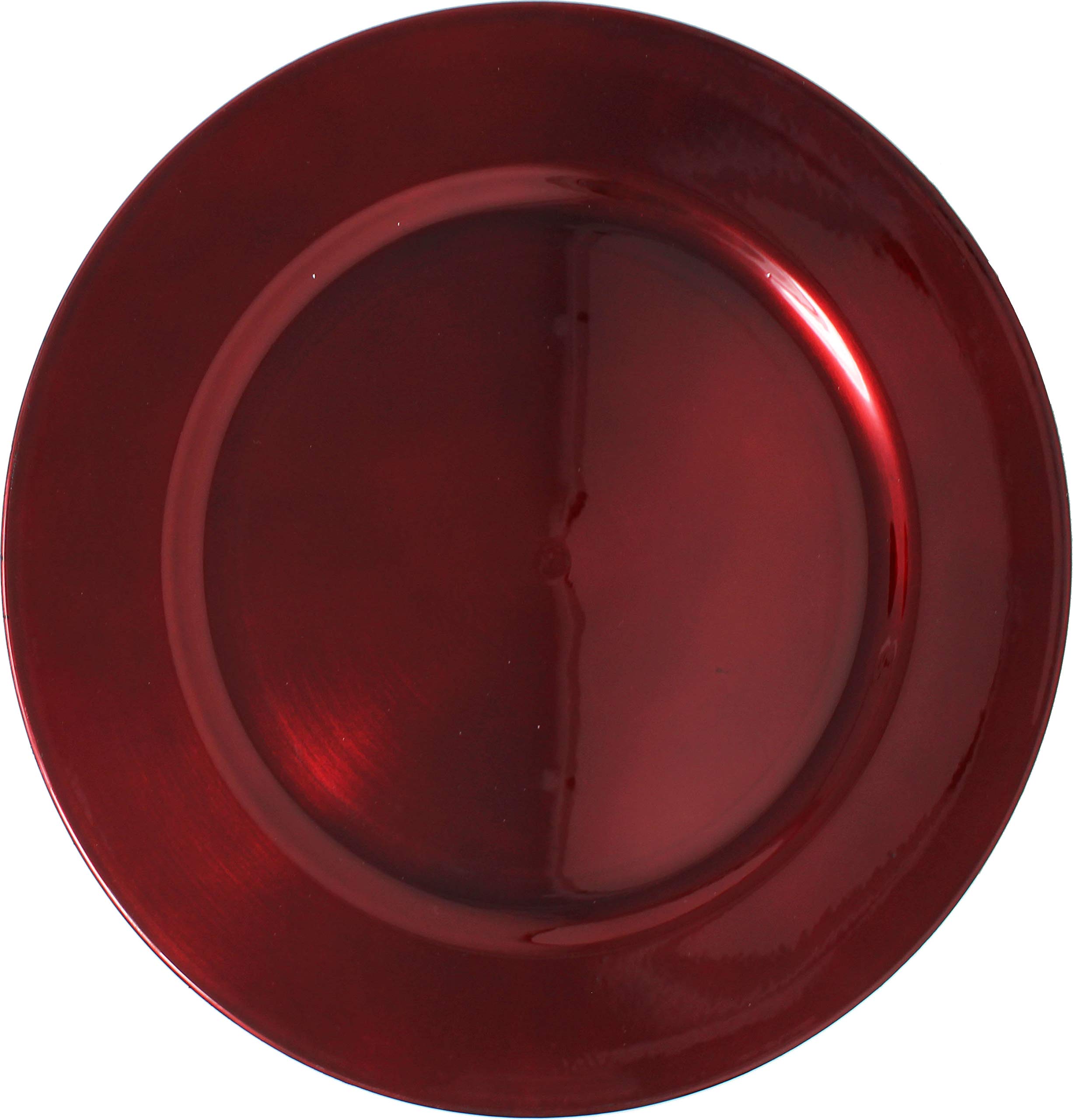 Ms Lovely Metallic Foil Charger Plates - Set of 6 - Premium Thick Plastic Dinner Plates - Elegant Dark Red - Perfect for Wedding, Party & Holiday Table Decor