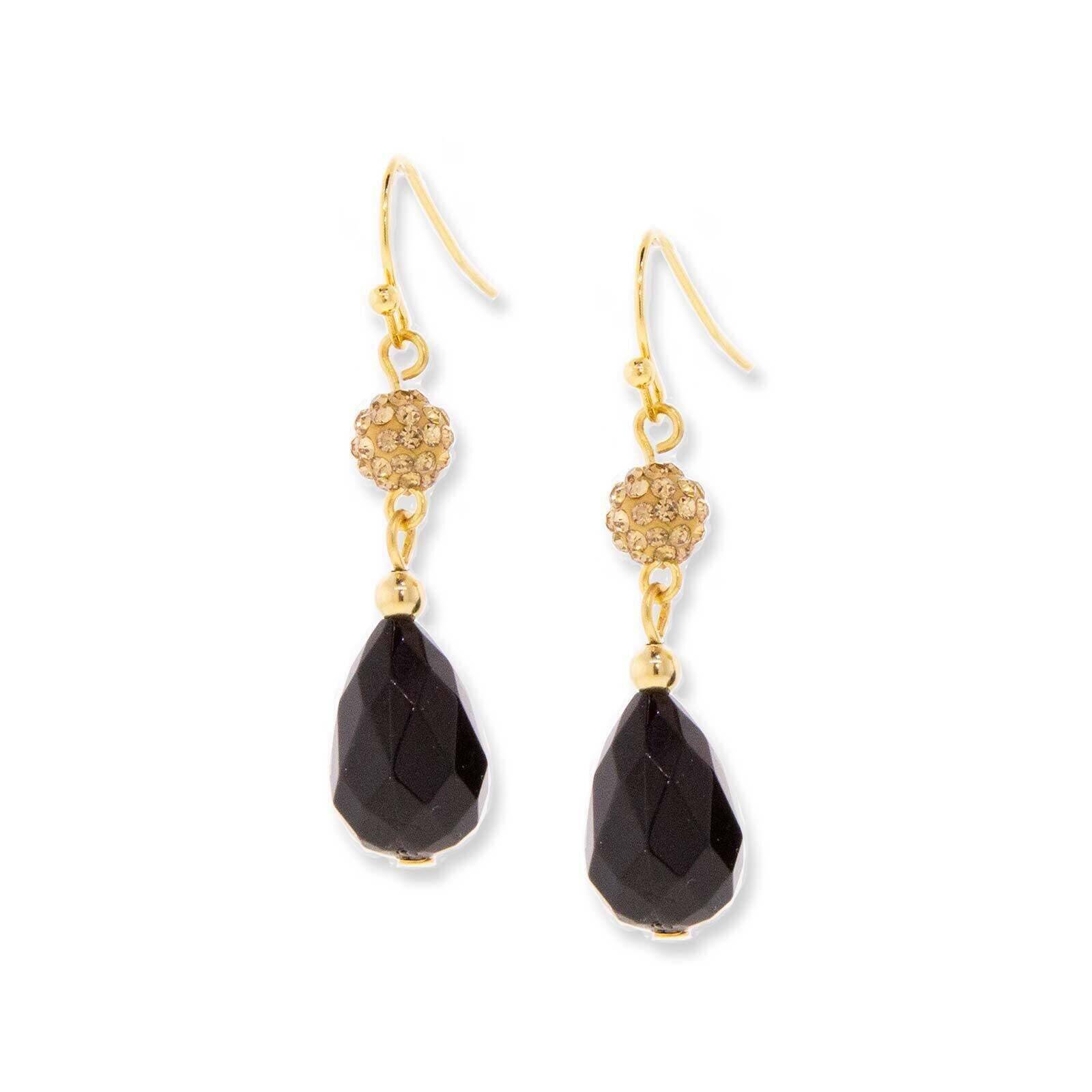 1928 Jewelry Black Briolette Drop Earrings for Women - Elegant Dangle Earrings for Party, Wedding & Evening Wear