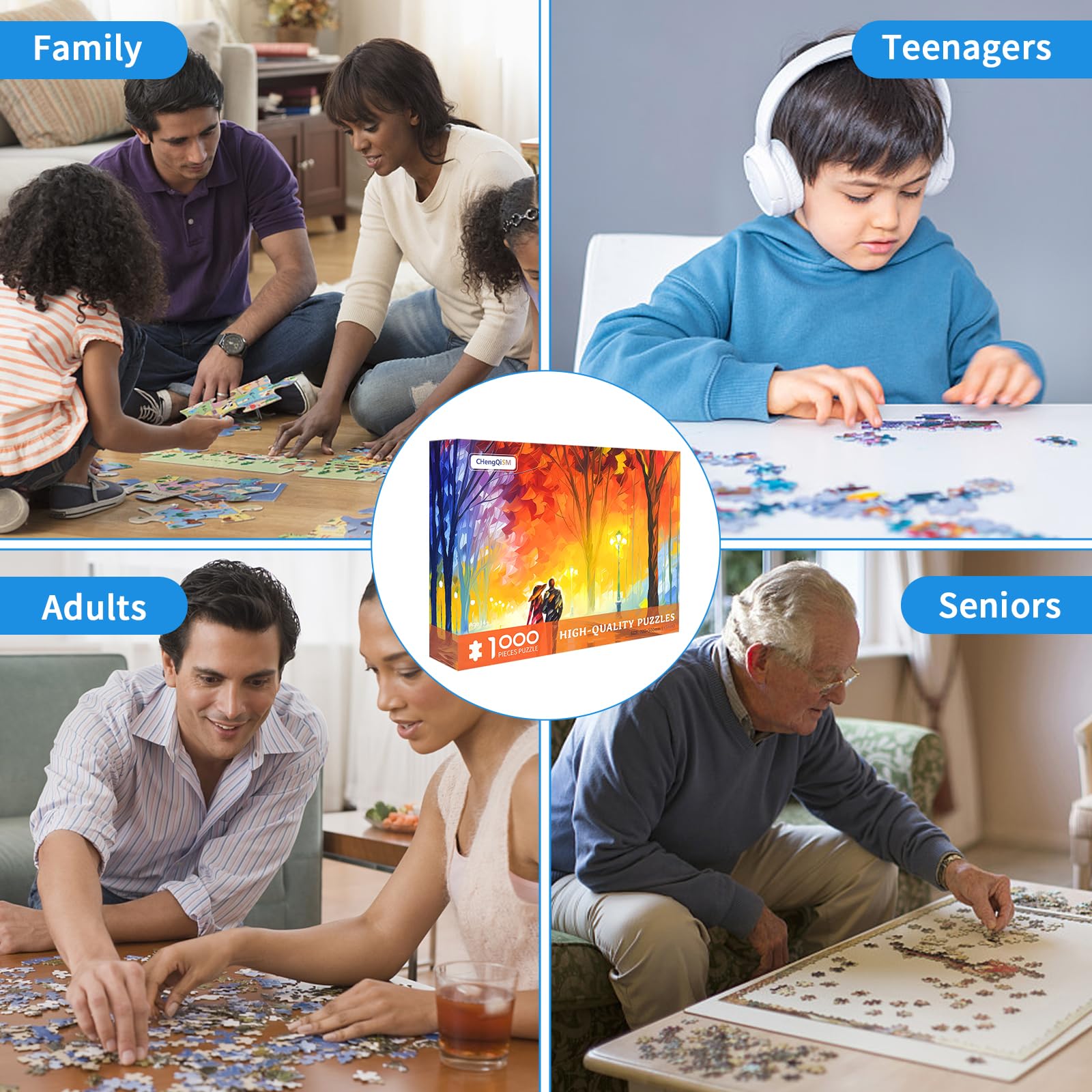1000 Piece Jigsaw Puzzle for Adults - Evening Walk on Rainy Day Oil Painting Art Puzzle | Brain Teaser Game for Teens & Kids | Perfect for Family Game Night & Rainy Day Activities