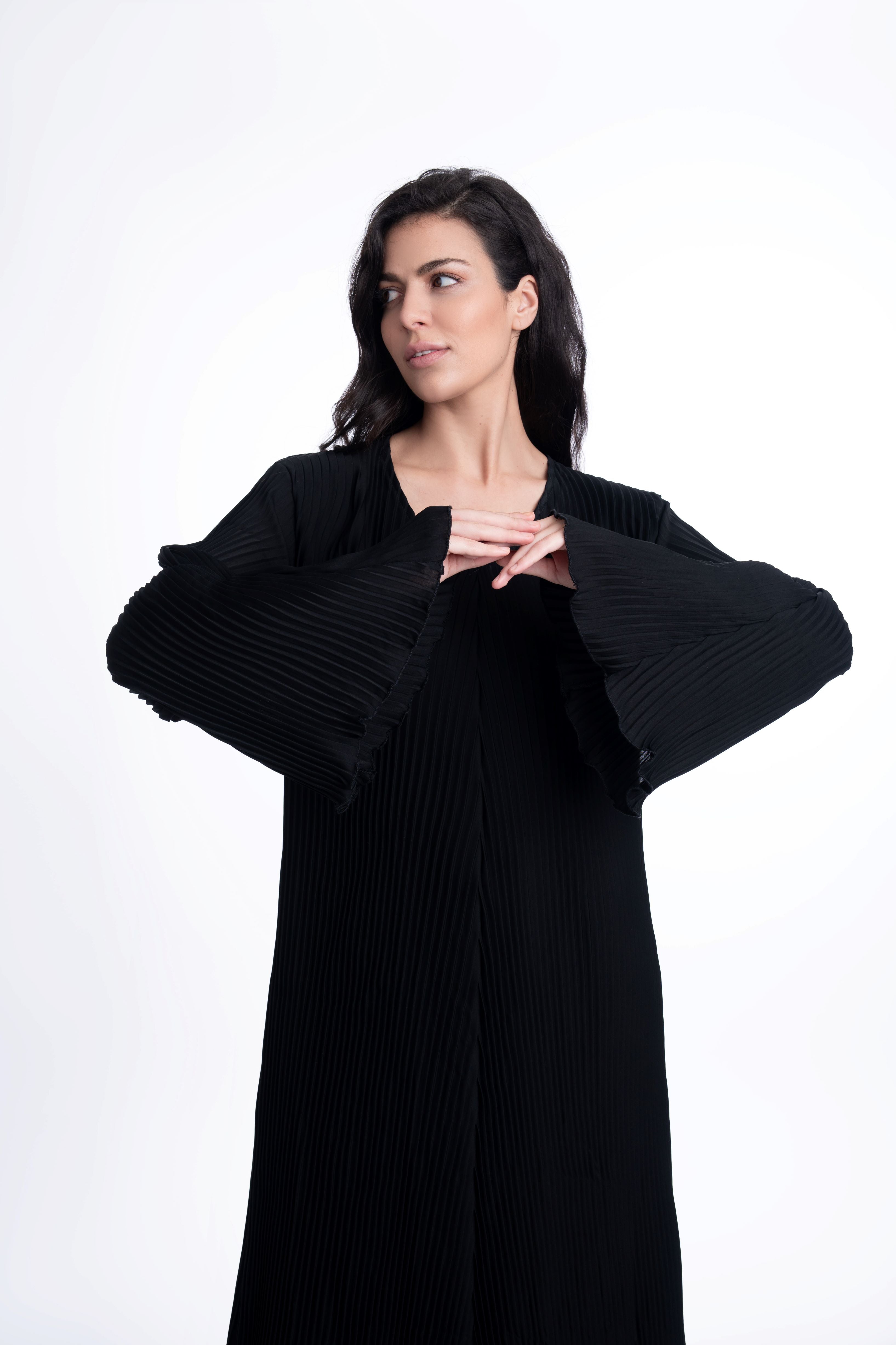 Elegant Black Leila Abaya - Modest Islamic Dress for Women - Perfect for Prayer, Eid, and Special Occasions