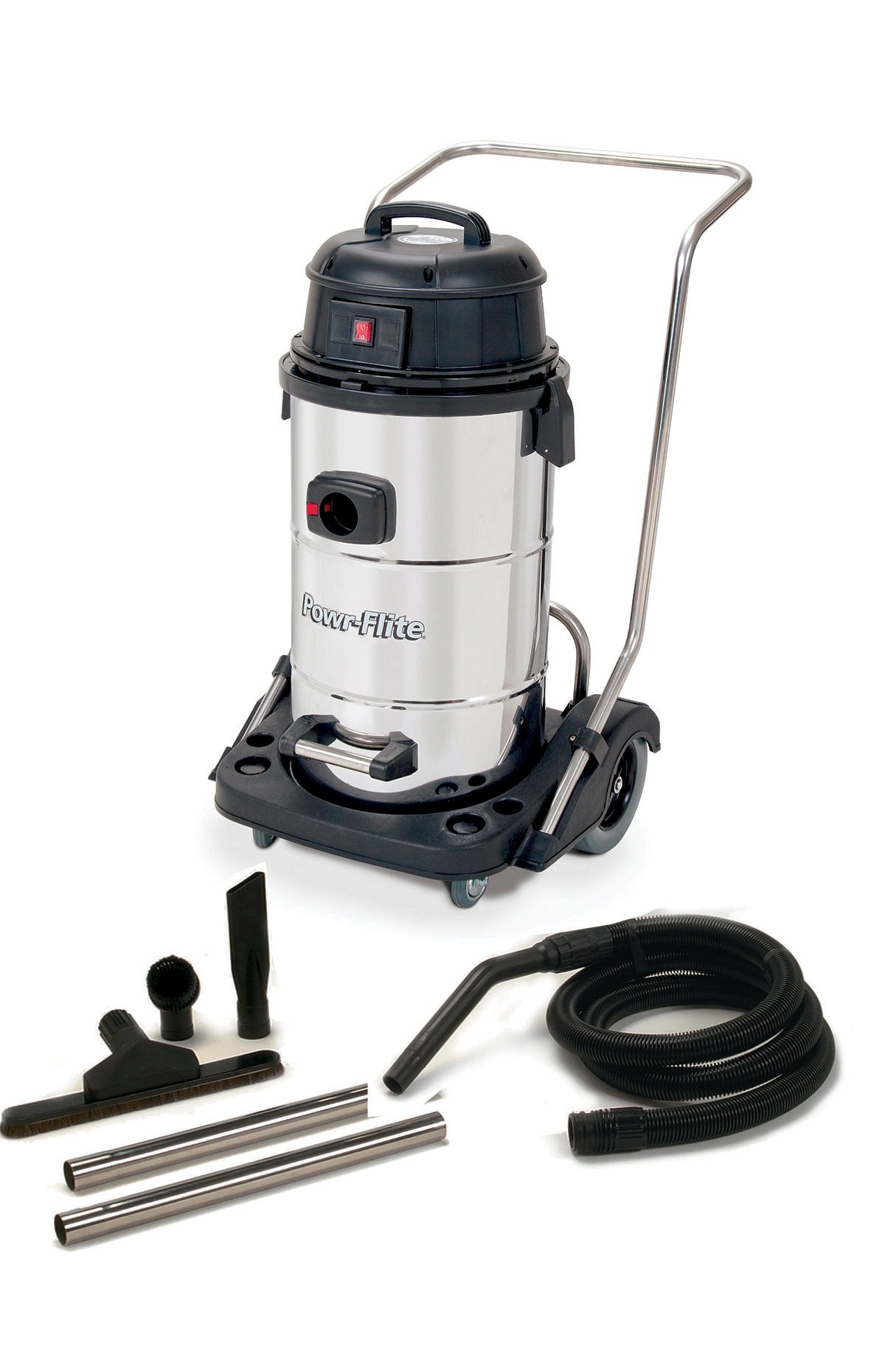 Powr-Flite PF53 15-Gallon Wet Dry Vacuum with Stainless Steel Tank & Tool Kit - Powerful Cleaning for Garages, Workshops, and Construction Sites