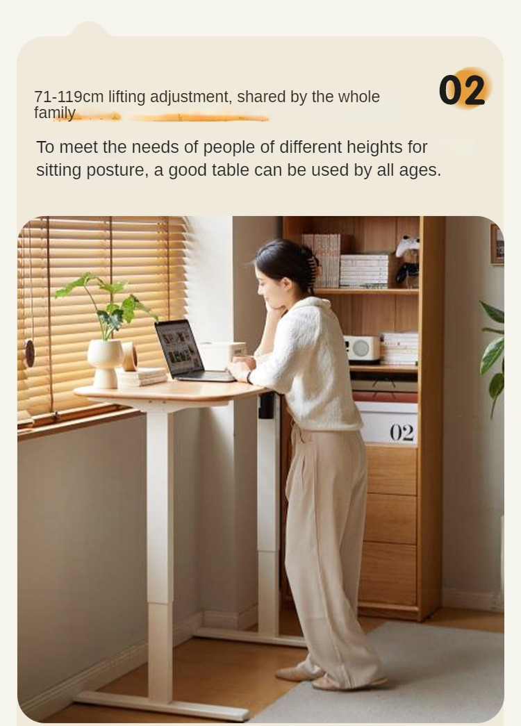 Ergonomic Beech Solid Wood Smart Electric Height Adjustable Standing Desk - Perfect for Home Office, Gaming & Workspace Productivity