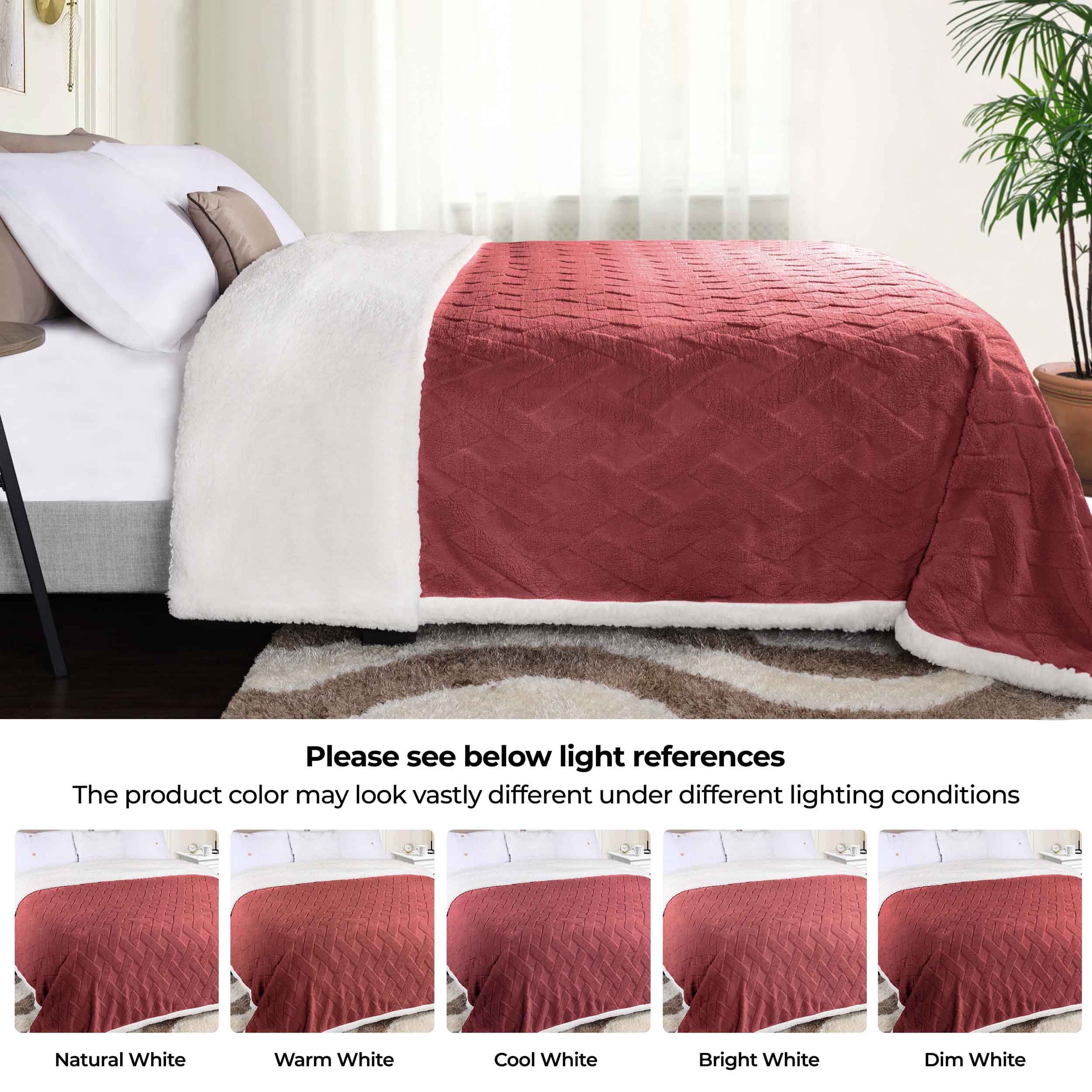Nuuk Reversible Jacquard Lattice Plush Sherpa Fleece Blanket - Ultra Soft & Warm Winter Throw for Couch, Bed & Travel - Cozy Home Decor Gift for Christmas & Cold Weather