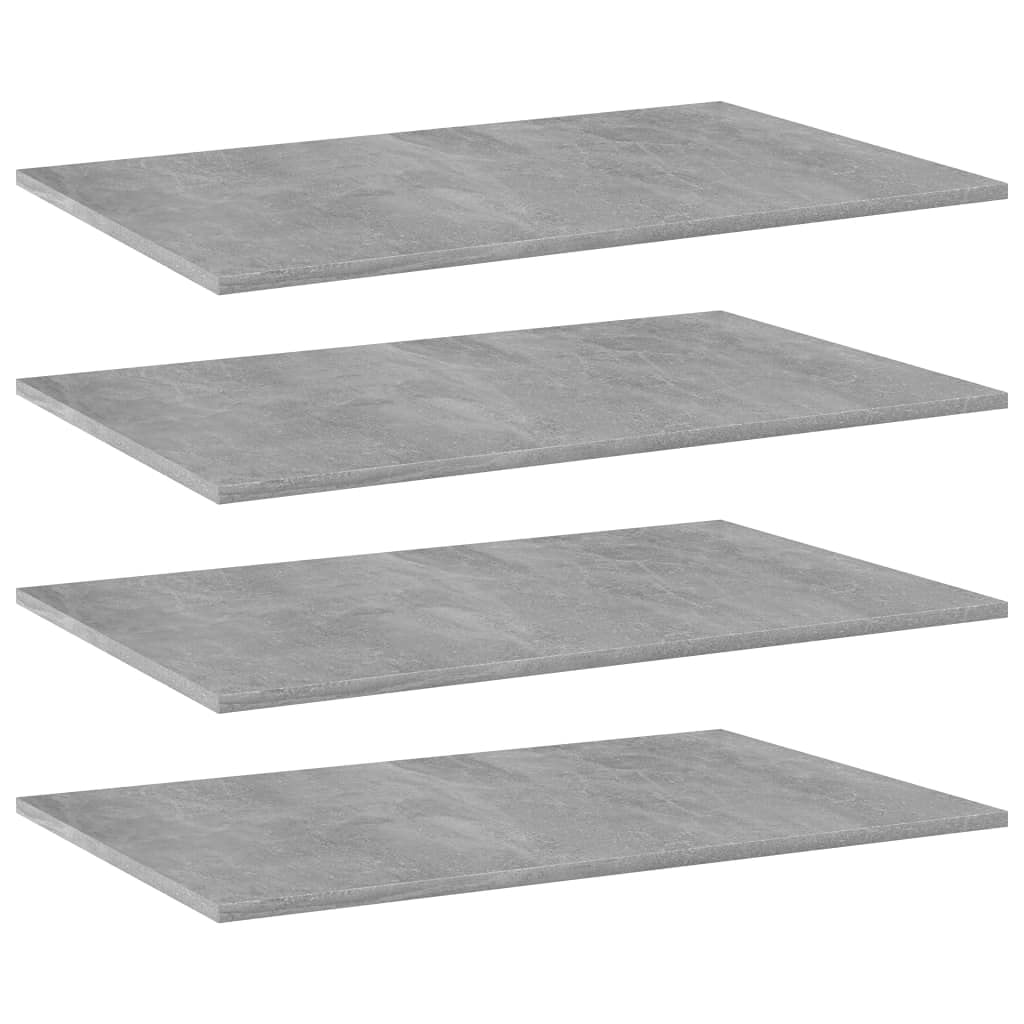 vidaXL Floating Shelves Set of 4 - Modern Wall Shelving with Invisible Mounting System - Concrete Gray Engineered Wood Display Shelves - Perfect for Living Room, Bedroom & Office Decor