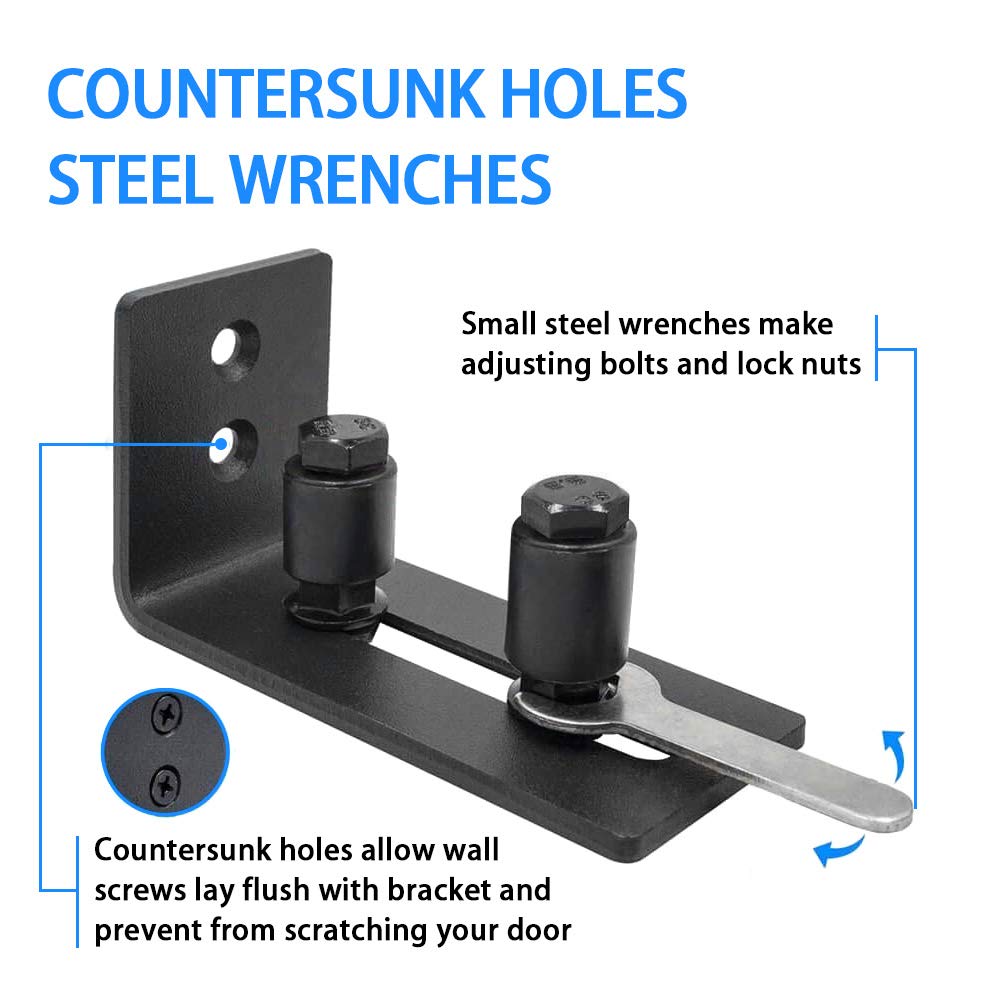 Adjustable Sliding Door Floor Guide with Screws - 8 Versatile Options for All Barn & Sliding Doors (Black) - Perfect for Stable, Garage & Home Use