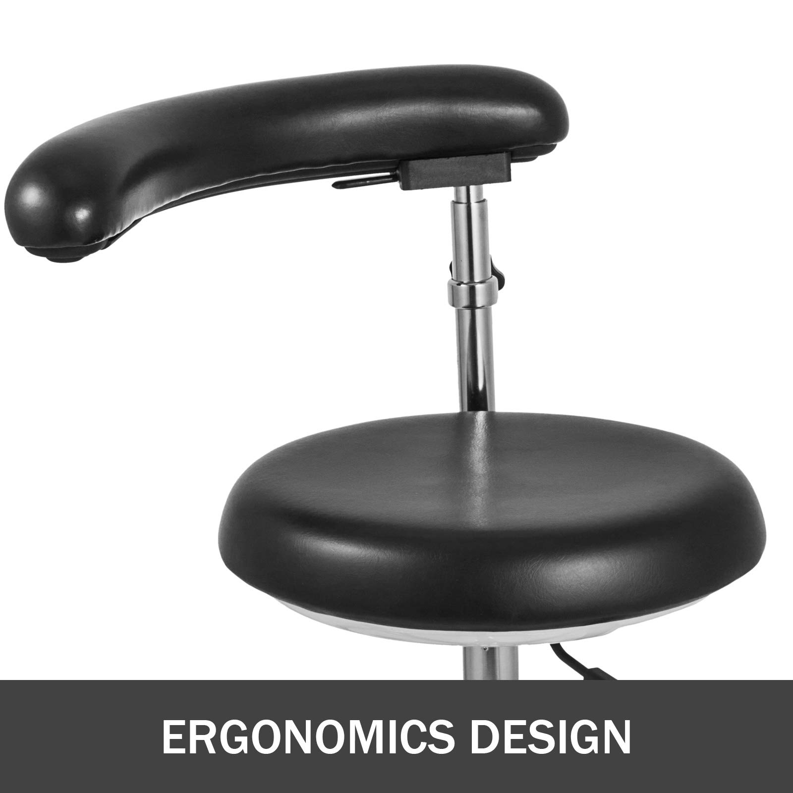 VEVOR Adjustable Dental Stool with 360° Swivel & PU Leather Armrests - Ergonomic Dentist Chair for Clinics, Hospitals & Home Dental Care - Height Adjustable Doctor Stool for Comfortable Patient Treatment