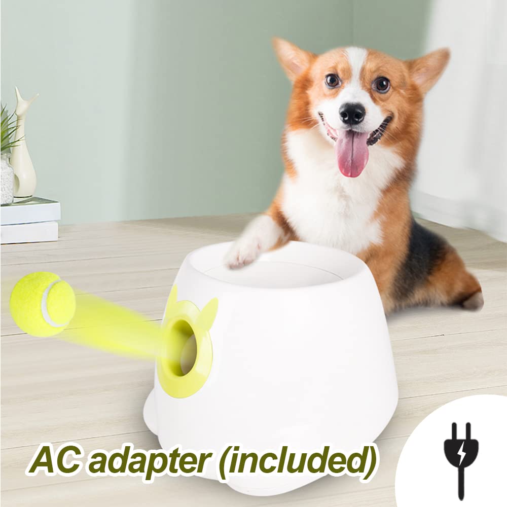 BESTHLS Automatic Dog Ball Launcher - Interactive Tennis Ball Thrower Machine for Small & Medium Dogs (10-30ft Fetching Distance, Remote Control, White) | Perfect for Backyard Play, Dog Training & Exercise