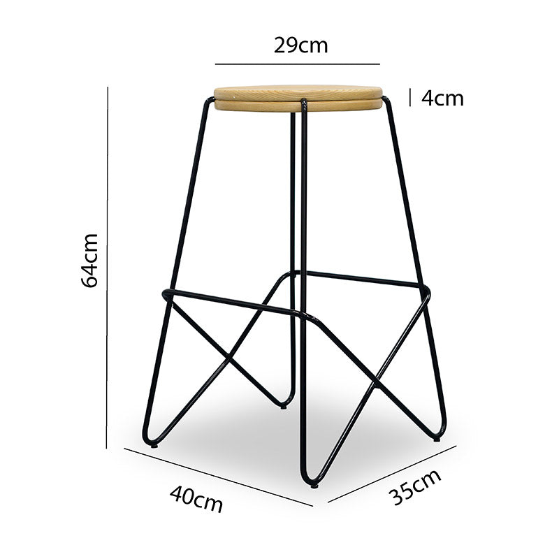 STARK Wooden Top Counter Stool - Modern Bar Stool for Kitchen Island, Breakfast Nook & Home Decor - Solid Wood Seat with Metal Frame - Comfortable Dining & Entertaining Stool