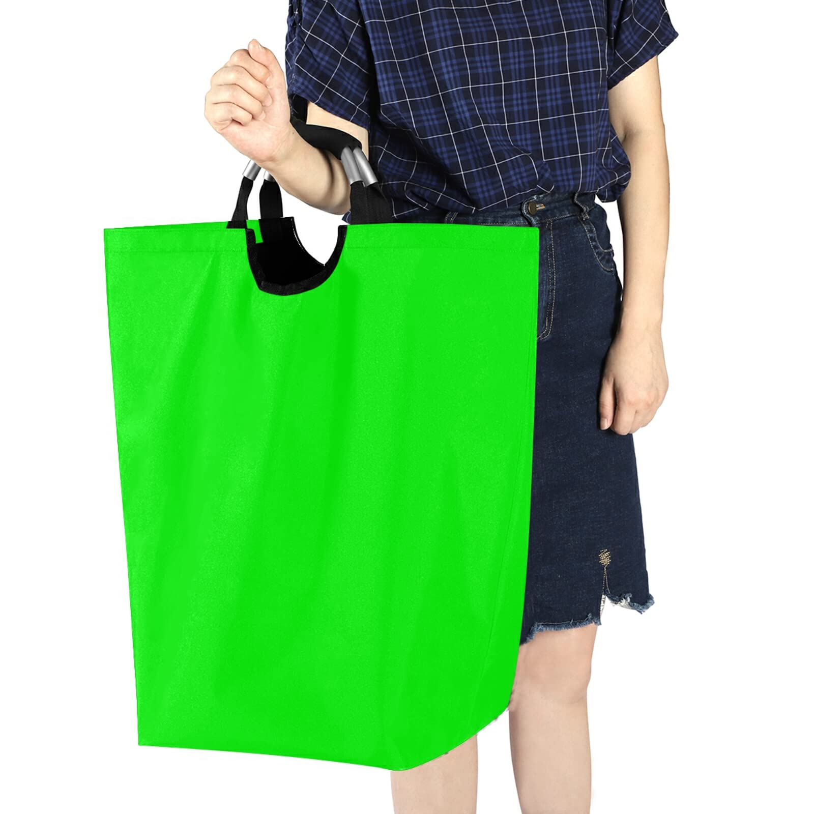 Xigua Collapsible Waterproof Laundry Hamper Basket - Neon Green Storage Bin for Nursery, Bedroom, Bathroom & Laundry Room | Perfect for Clothes Organization & Home Storage Solutions