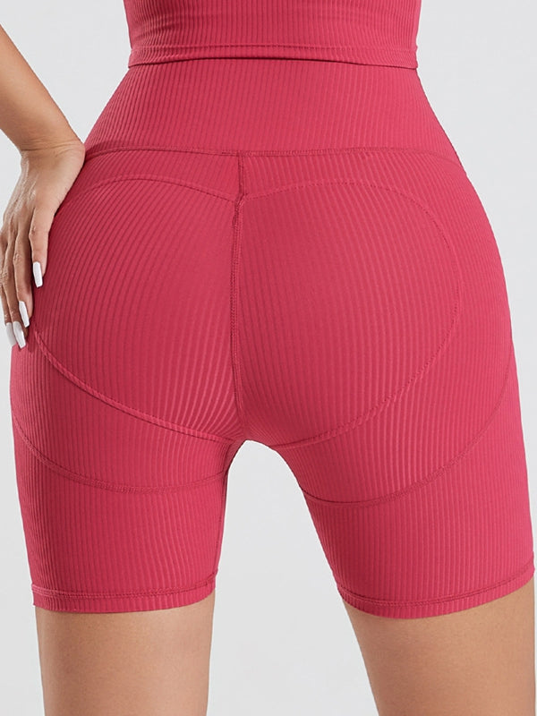 ZASUWA Women's High Waisted Ribbed Scrunch Butt Lifting Gym Shorts - Workout, Running, Yoga & Lounge Wear