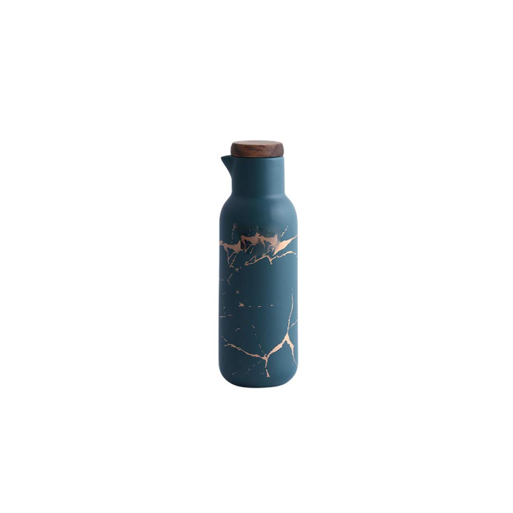 Premium Matte Marbled Ceramic Oil Dispenser - Elegant Olive Oil Bottle for Kitchen, Drizzling & Seasoning | Leak-Proof Design for Cooking, Salad Dressing & Gourmet Meal Prep (Green)