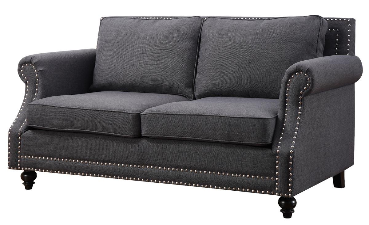 TOV Furniture Camden Linen Loveseat Sofa - Grey Modern Small Couch for Living Room, Apartment, Lounge & Office | Comfortable Two-Seater with Linen Upholstery