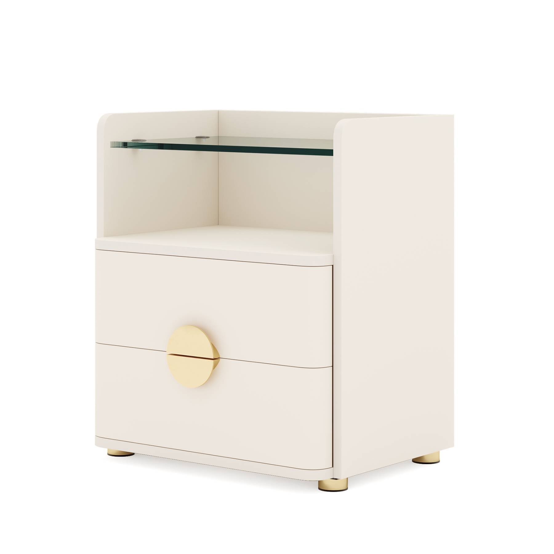 Modern 2-Drawer Nightstand with Open Storage Shelf - Stylish Bedside Table for Bedroom, Living Room, or Office - Compact Nightstand with Ample Storage Space