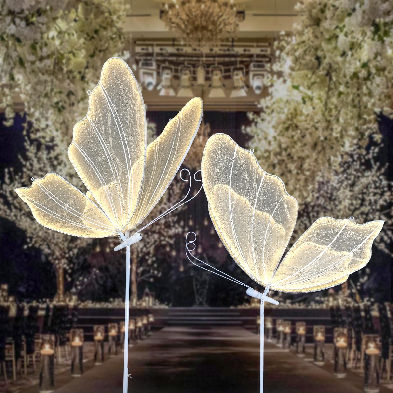 Elegant Wedding Butterfly Floor Lamp & Ceiling Light - Romantic Butterfly Hanging Decor for Wedding Parties, Events & Home Decor - Perfect for Indoor Ceremonies, Reception Decorations & Photo Backdrops
