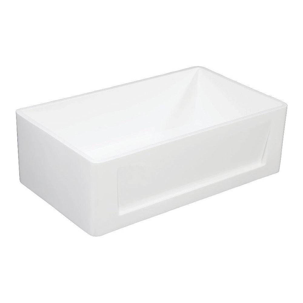 Kingston Brass 36-inch Matte White Farmhouse Apron Front Kitchen Sink - Solid Surface Single Bowl for Modern & Rustic Kitchens - Perfect for Cooking, Washing Dishes & Food Prep