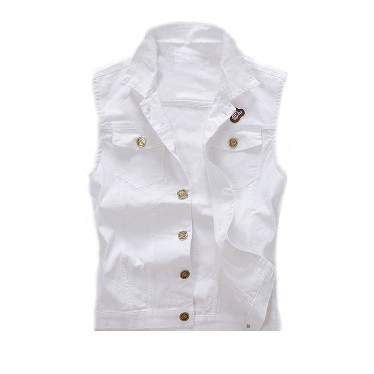 Men's Stylish Denim Vest Jacket - Comfortable & Cool White Outwear (US Size M) | Perfect for Casual Wear, Layering & Outdoor Activities