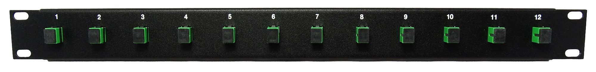 12 Port SC Fiber Patch Panel APC Singlemode with Green Couplers - 1U Rack Mount 19