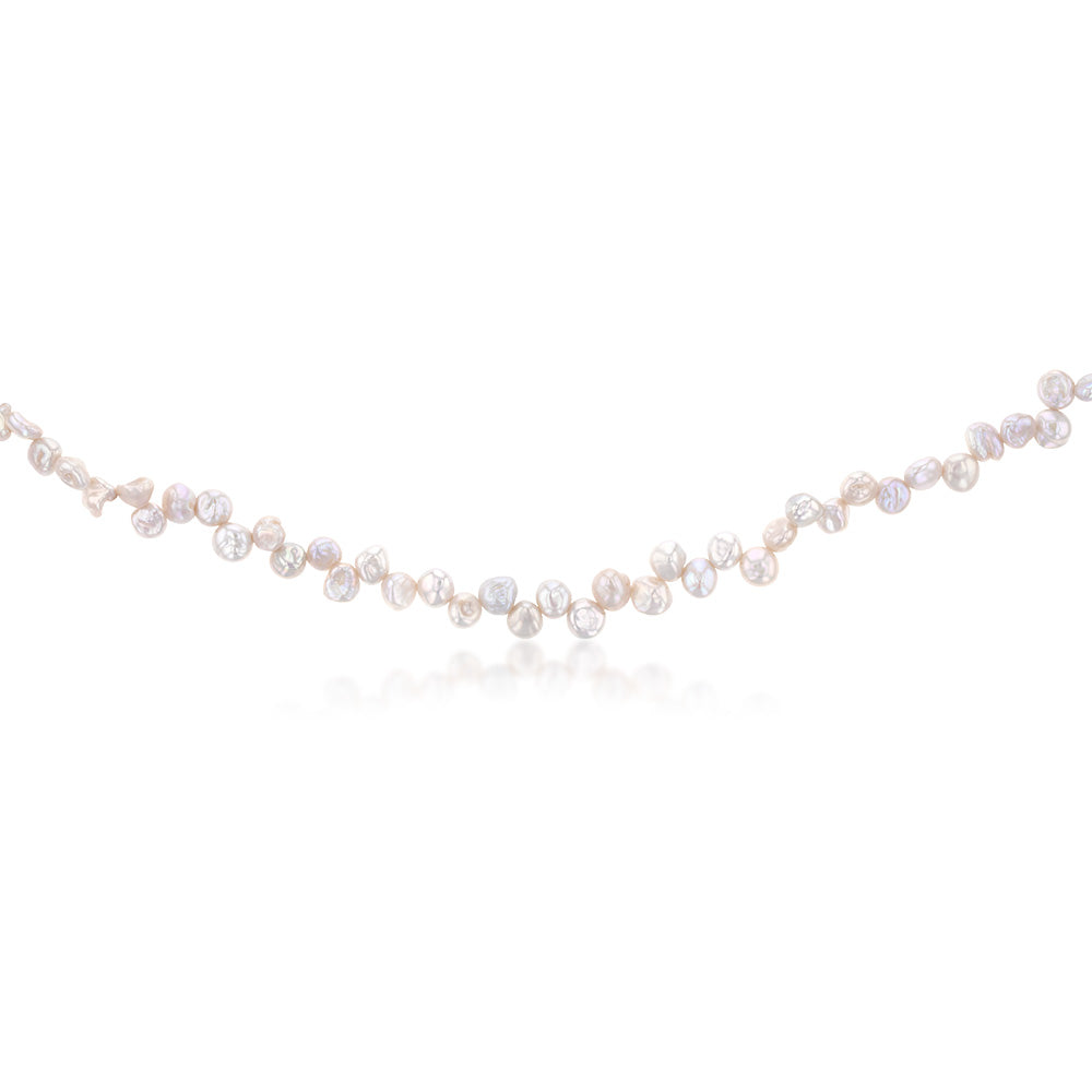 45cm Freshwater Pearl Keshi Strand Necklace with Gold Plated Clasp - Elegant Jewelry for Women, Perfect for Weddings, Parties & Special Occasions