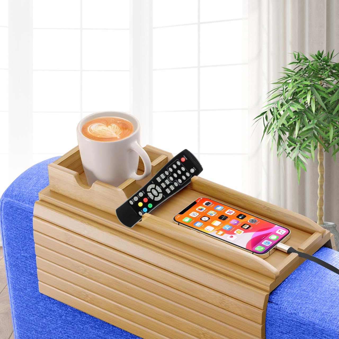 Foldable Anti-Slip Couch Cup Holder with Detachable Tray - Multi-Functional Sofa Caddy for Drinks, Phone & Snacks | Perfect for Movie Nights, Gaming & Relaxing on Your Couch