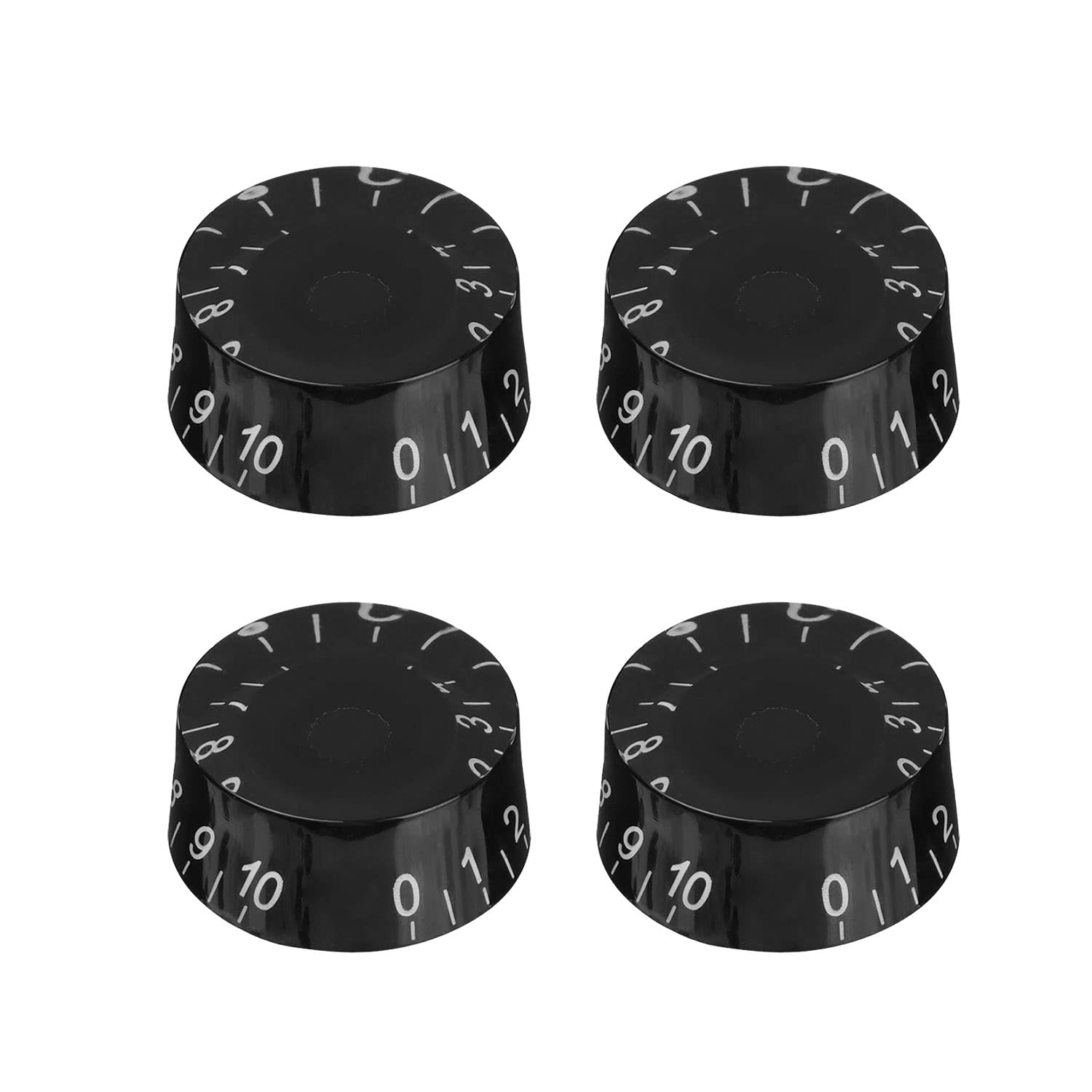 4pcs Black Electric Guitar Knobs - Speed, Volume & Tone Control Replacement for Les Paul Style Guitars (Black-White Word) | Perfect for DIY Guitar Repair & Customization