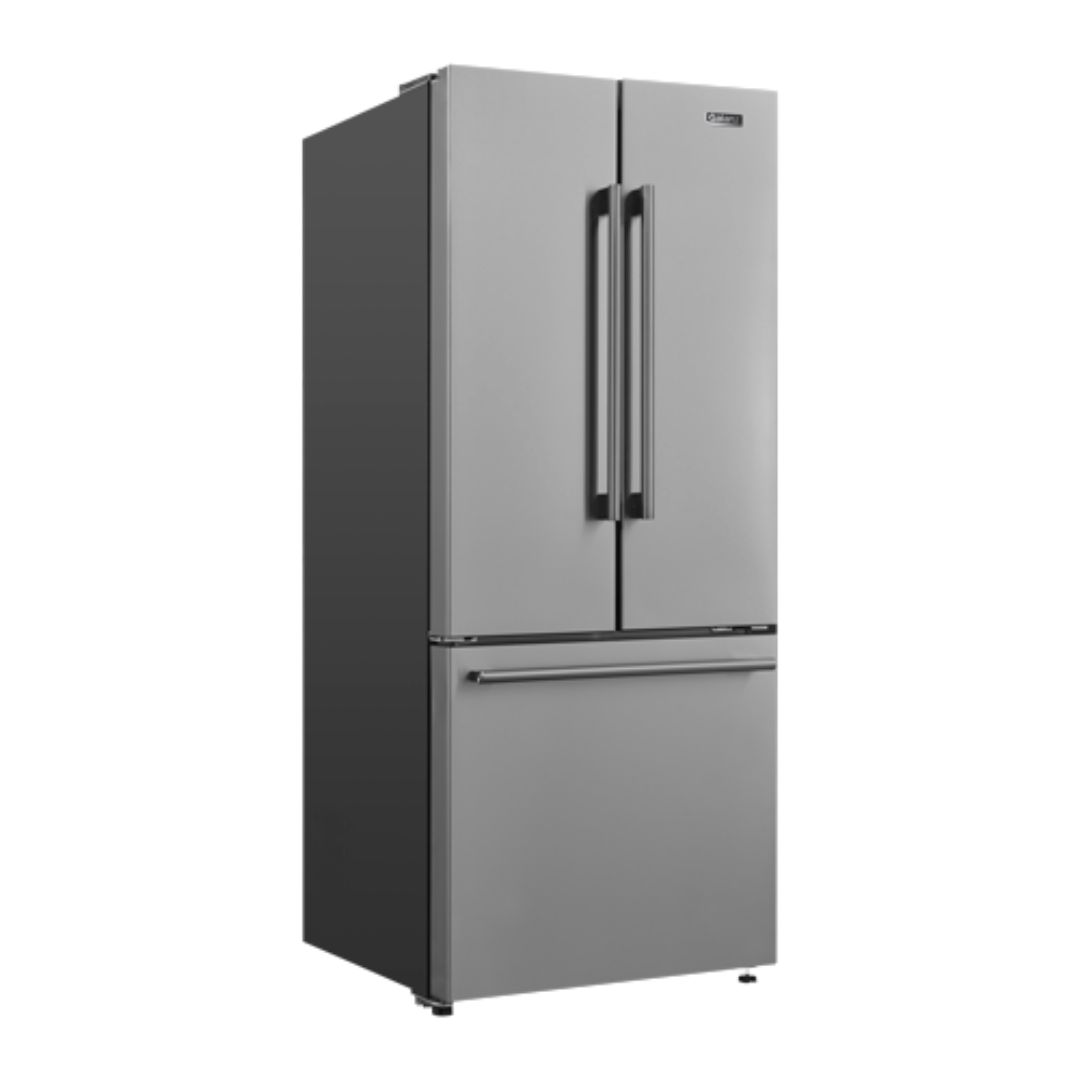 Galanz 28-Inch 16 Cu.Ft Stainless Steel French Door Refrigerator with Ice Maker - Energy Efficient 3-Door Fridge for Kitchen, Office, or Dorm Room (Model GLR16FS2K16)