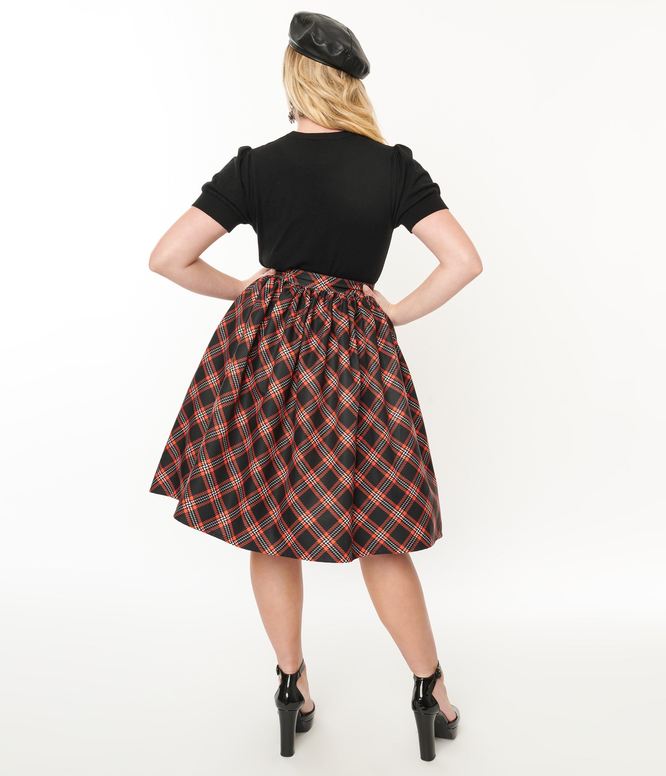 Vintage 1950s Black & Orange Plaid Gellar Swing Skirt - Retro A-Line Skirt for Women | Perfect for Swing Dancing, Halloween Costumes & Vintage Fashion Outfits