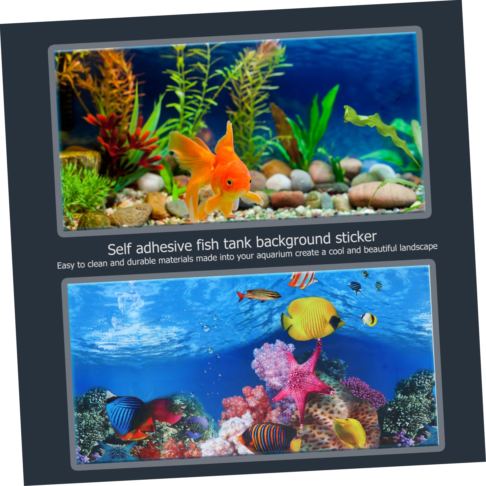 BESTOYARD 2-Pack 3D Underwater World Aquarium Background Stickers - Fish Tank Wall Decals, Waterproof Tank Wallpaper for Freshwater & Saltwater Aquariums - Perfect for Home, Office, or Pet Store Decor