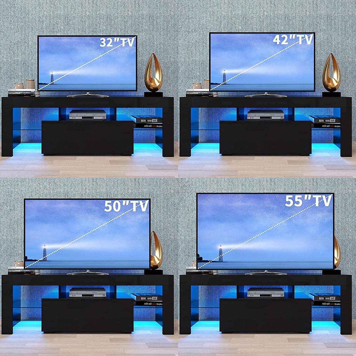 Goujxcy 60 inch LED TV Stand with Storage Drawers - High Gloss Entertainment Center & Media Console Table - Modern TV Cabinet for Living Room - Perfect for Home Theater Setup & Living Room Organization