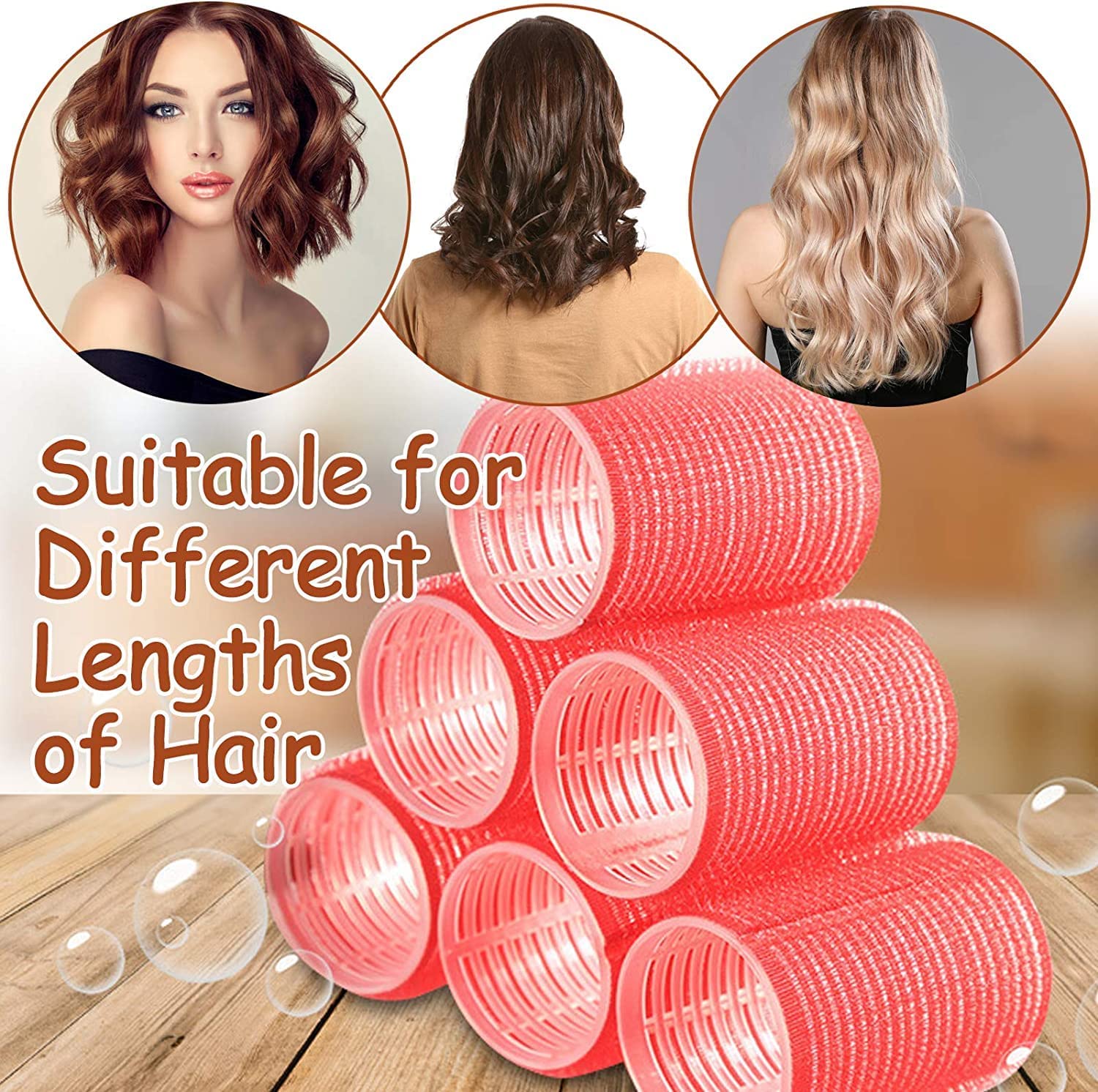 SIYAA Jumbo Hair Rollers Set - 12 Pack Large Self Grip Salon Hair Curlers (6 Jumbo + 6 Large) for Voluminous Curls & Waves - Perfect for Home Styling, Salon Use & Special Occasions