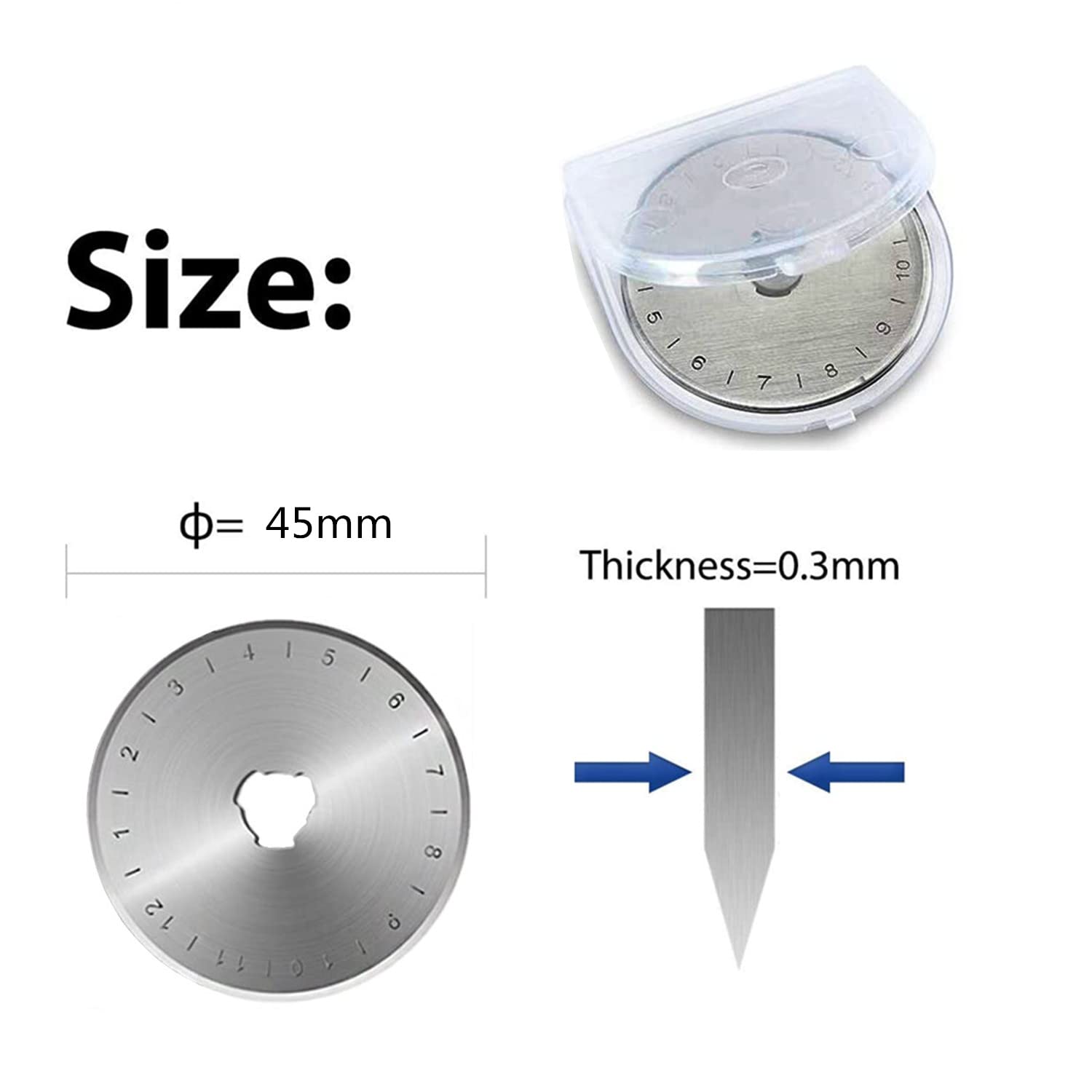 10 Pack 45mm Rotary Cutter Blades - Sharp Replacement Blades for OLFA, Fiskars Rotary Cutters - Perfect for Quilting, Sewing, Leather & Felt Crafts - Durable Fabric Cutting Tool for DIY & Professional Use