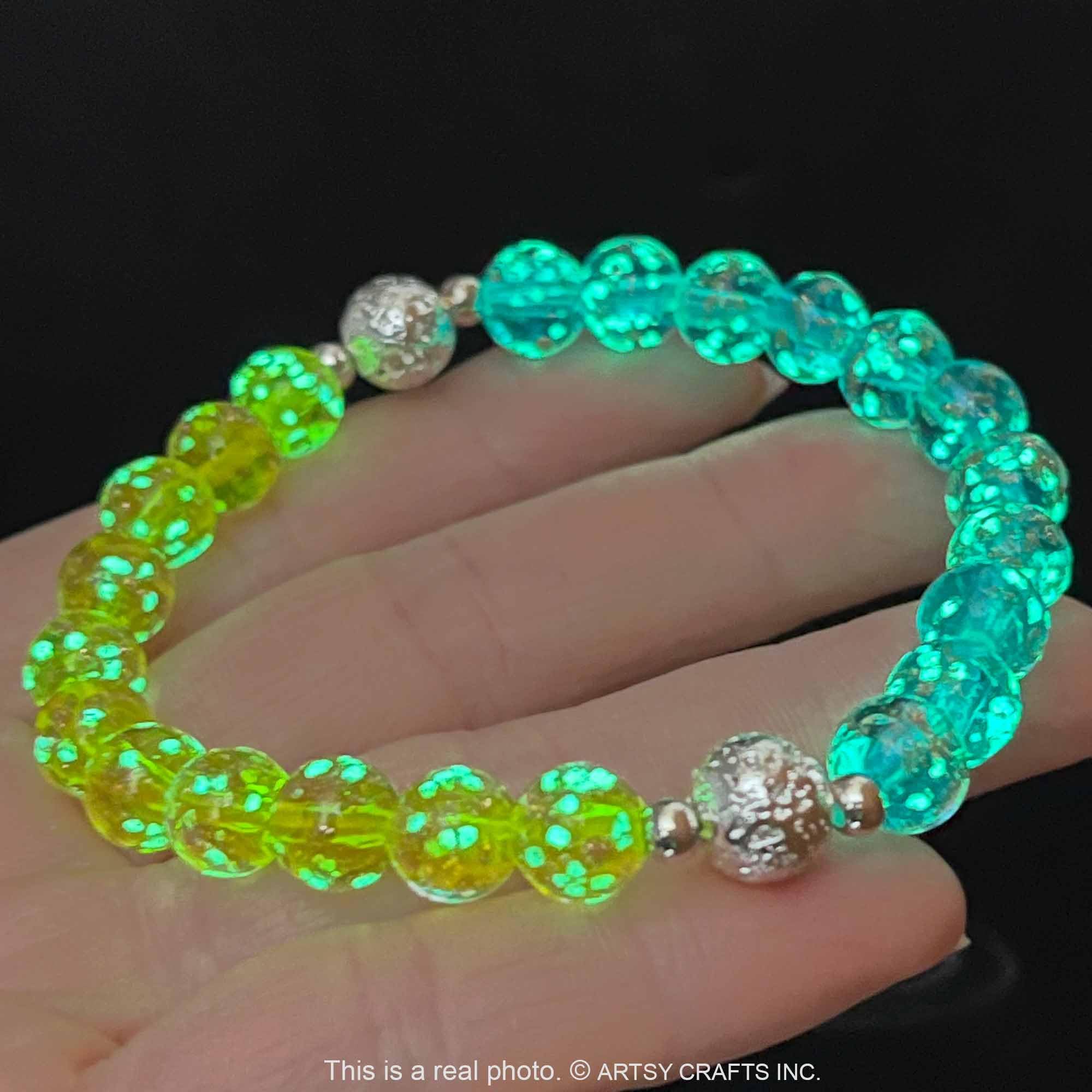 Glow in The Dark Firefly Beads Bracelet - European Lampwork Luminous Anxiety Relief Crystal Chakra Bracelet for Women | Stress Relief Healing Jewelry for Meditation, Yoga & Spiritual Wellness