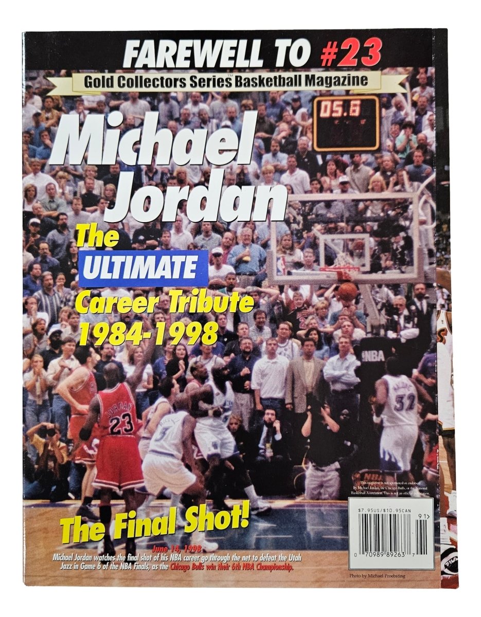 Michael Jordan Chicago Bulls Farewell To #23 Gold Collectors Series Magazine - Rare NBA Memorabilia for Sports Fans & Collectors - Perfect for Display, Gifts, and Investment