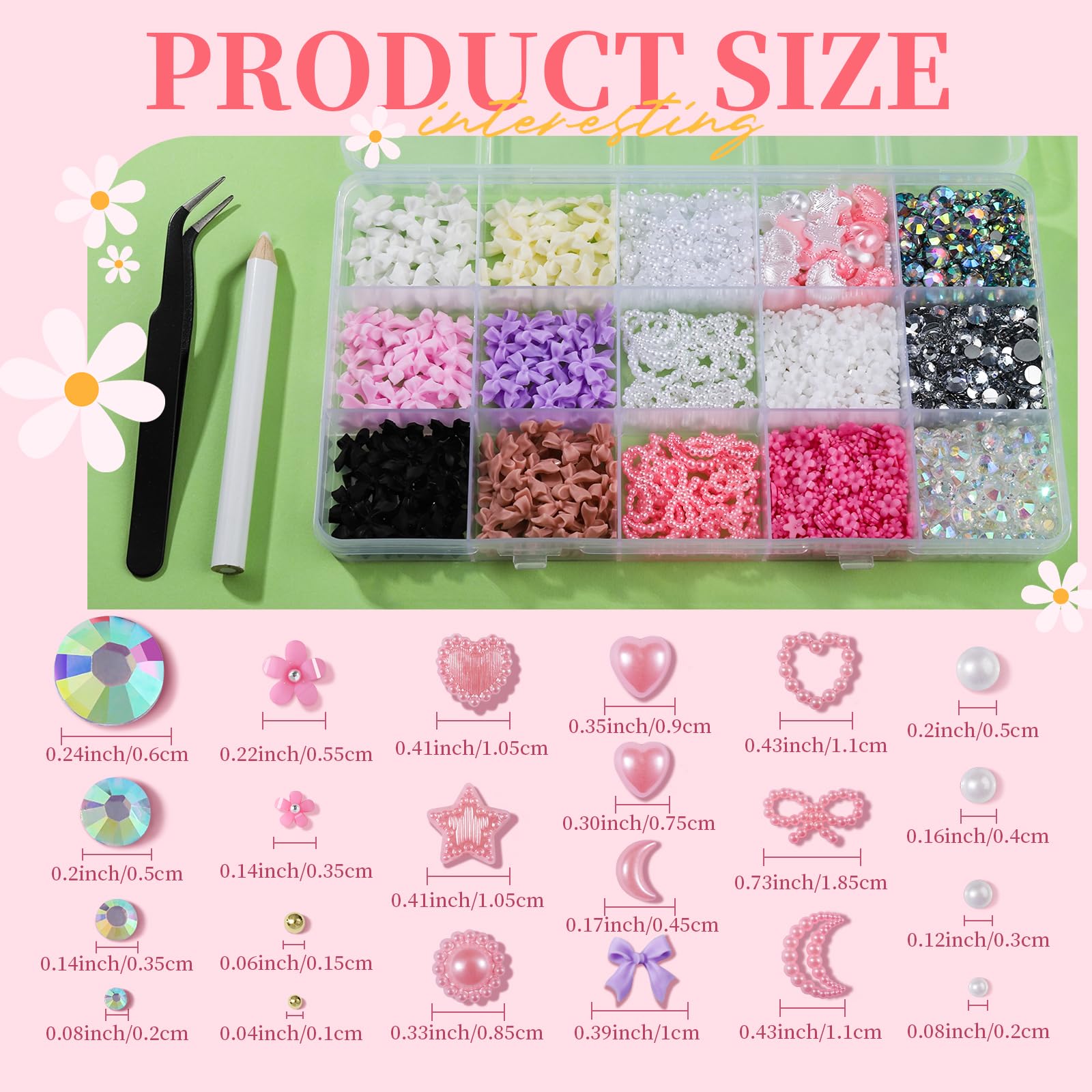 FANDAMEI Nail Art Kit with Charms, Gems, Rhinestones, Bows & Pearls - DIY Nail Design Set for Professional & Home Manicures - Perfect for Parties, Weddings, and Special Occasions