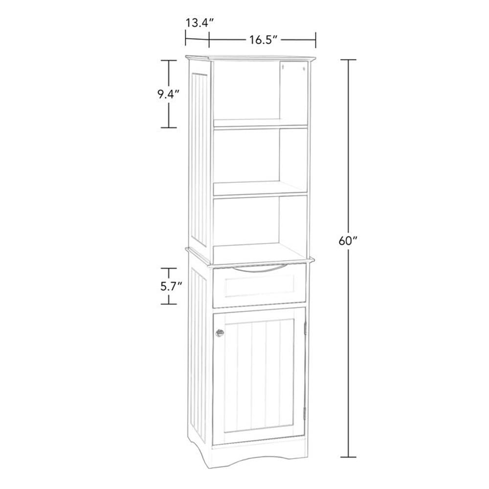 RiverRidge White Ashland Freestanding Bathroom Storage Cabinet with 3 Open Shelves & Drawer - Perfect for Organizing Towels, Toiletries & Bathroom Essentials in Small Spaces