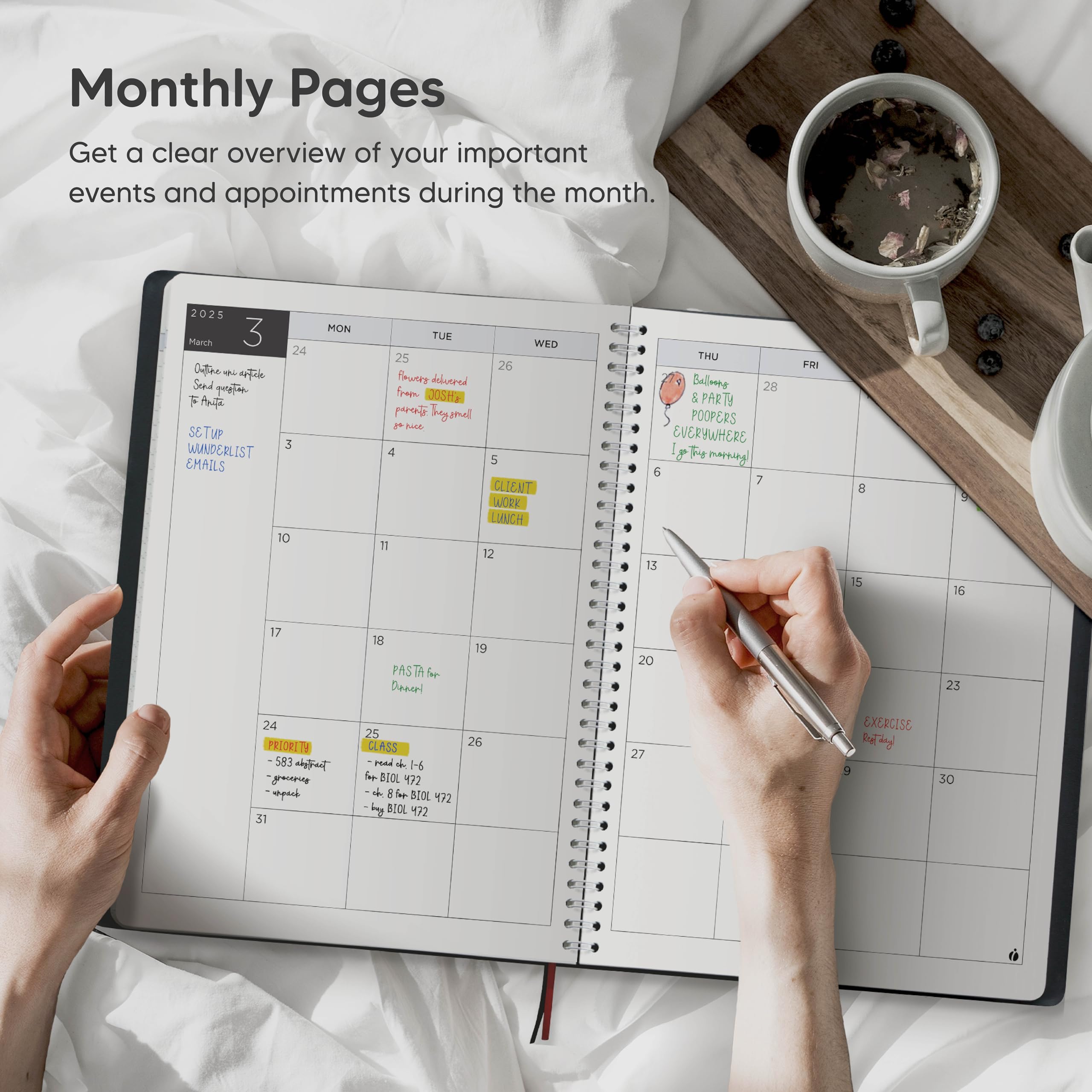 2024-2025 Academic Planner - Weekly & Monthly Hourly Appointment Book with Flexible Cover & Twin-Wire Binding - 8.5