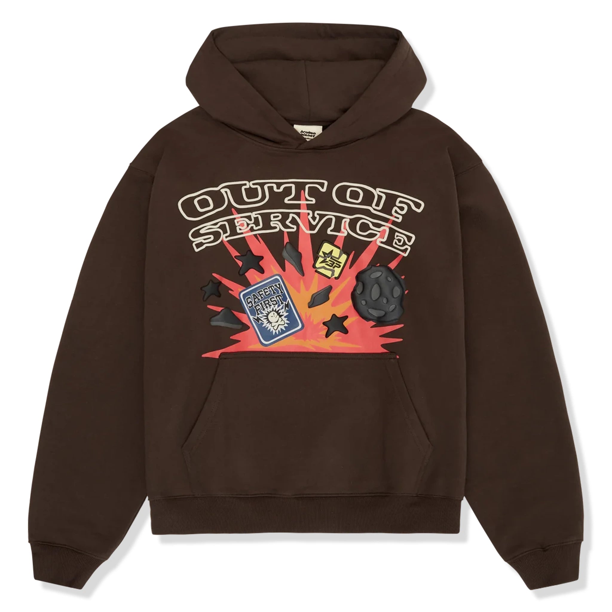 Broken Planet Out Of Service Mocha Brown Hoodie - Men's & Women's Streetwear Pullover Sweatshirt | Cozy Winter Fashion for Urban Lifestyle & Casual Outings