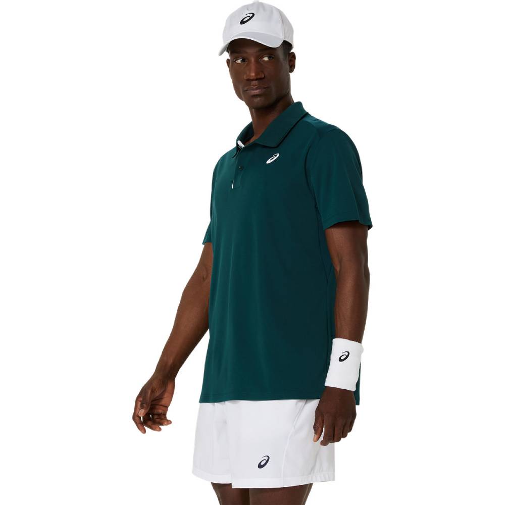 ASICS Men's Tennis Polo Shirt - Moisture-Wicking Performance Top for Pickleball & Court Sports (Saxon Green) | Breathable Golf & Casual Wear Shirt