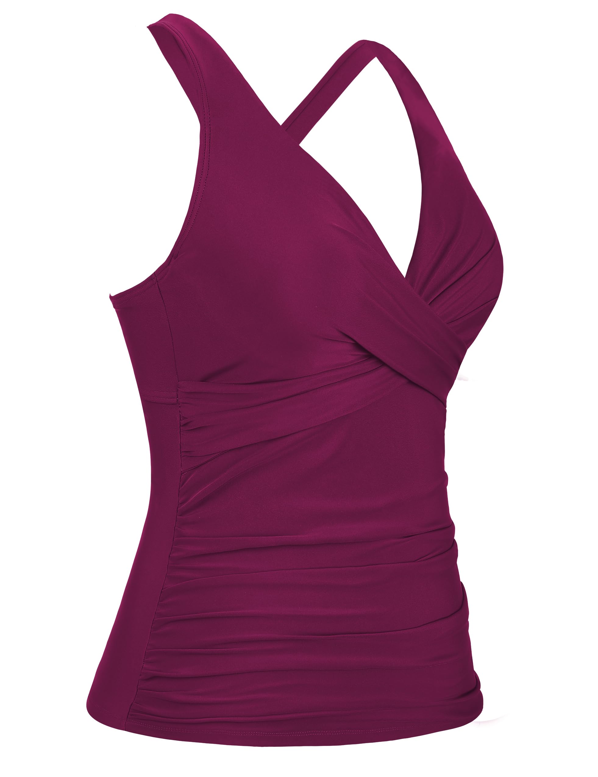 Hilor Women's Underwire Tankini Top - Tummy Control Swimwear, Sexy V-Neck Crossover Bikini Top for Women | Perfect for Beach Vacations, Pool Parties & Summer Getaways