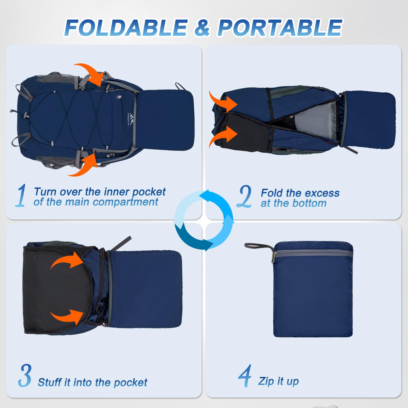 Lightweight 40L Hiking Backpack - Waterproof & Foldable for Camping, Travel (Men & Women)