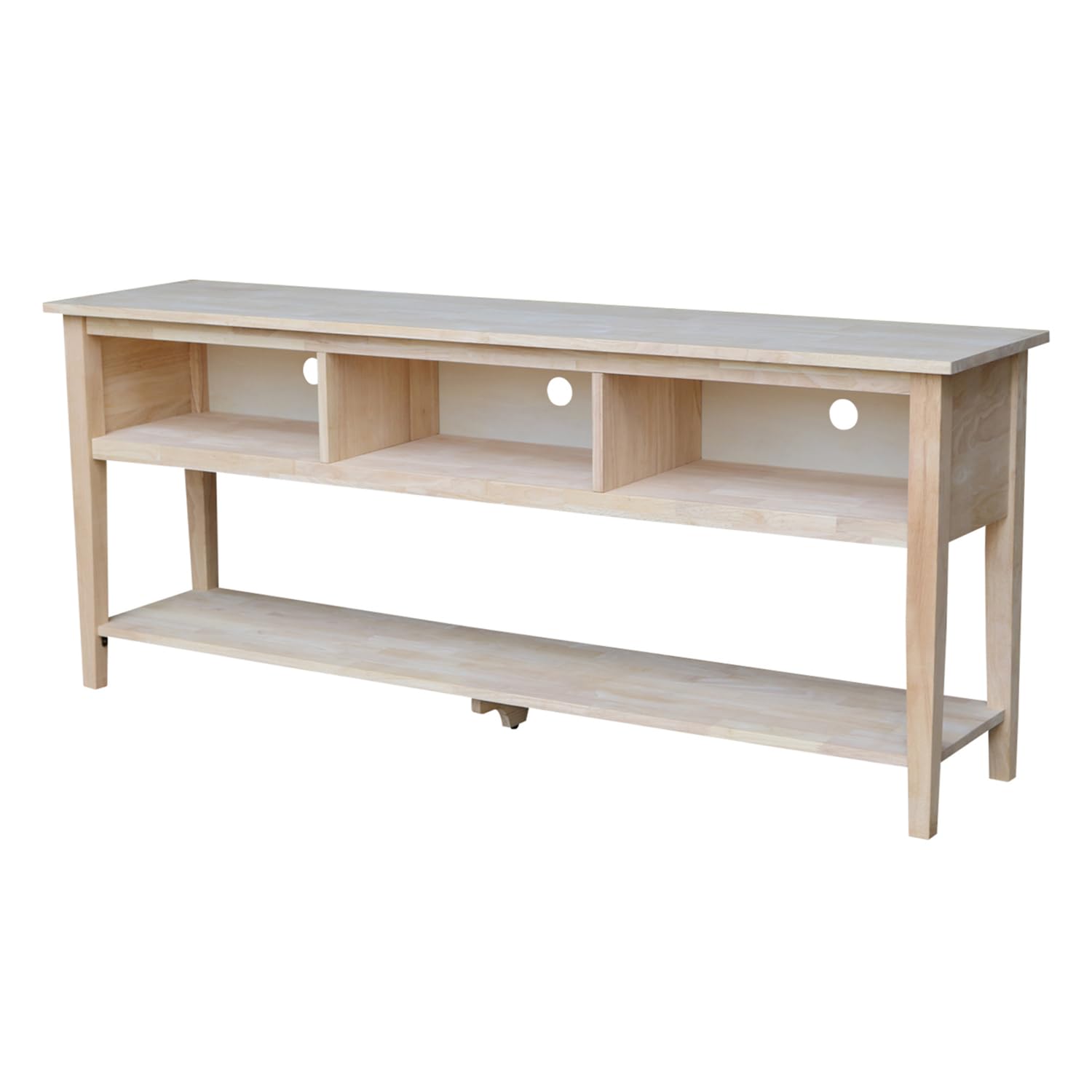 72-Inch Unfinished TV Stand for Living Room & Entertainment Center - International Concepts Solid Wood Media Console for TV, Gaming & Home Theater Setup