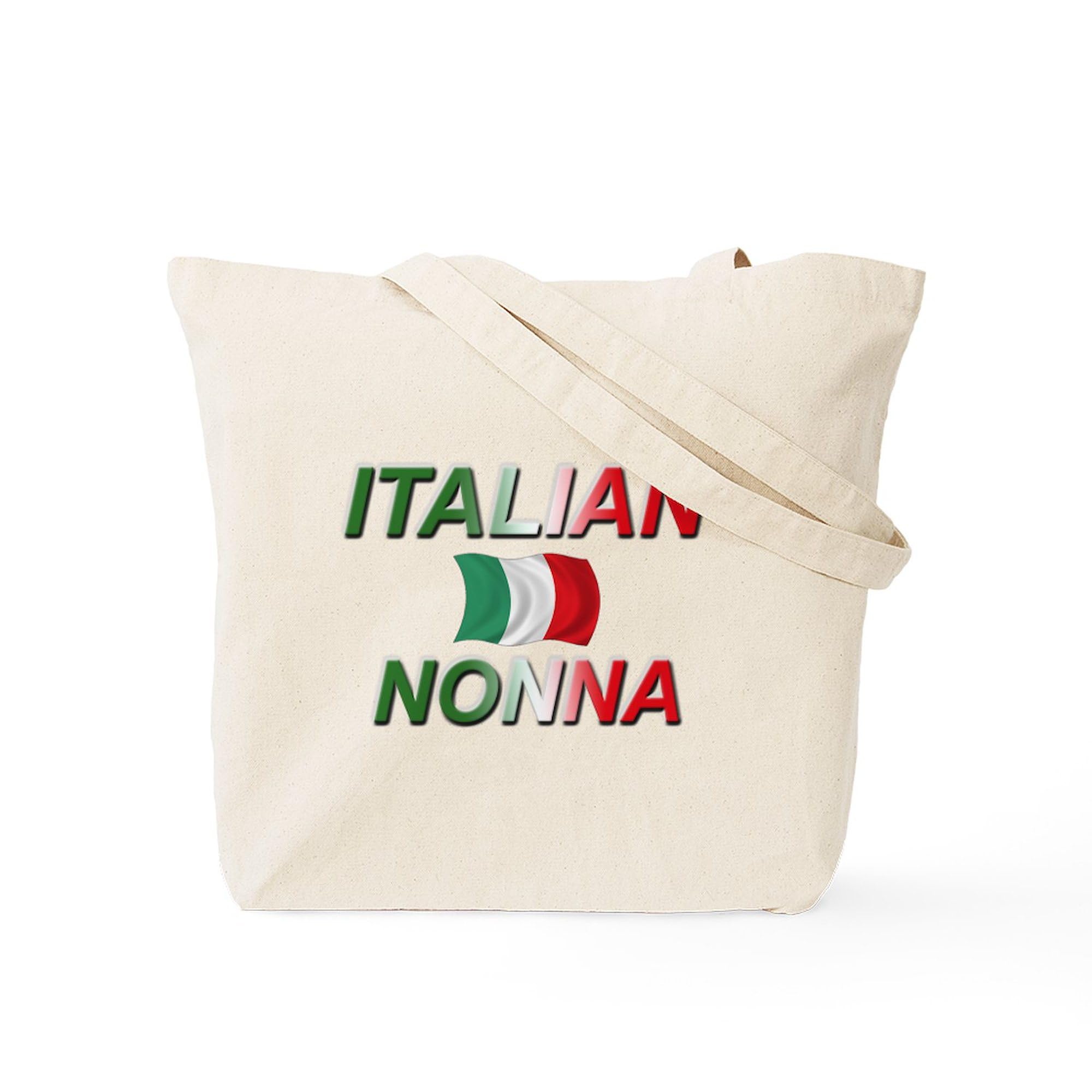 Italian Nonna Tote Bag - Natural Canvas Reusable Grocery Shopping Bag for Women - Perfect for Farmers Market, Beach Trips & Everyday Use