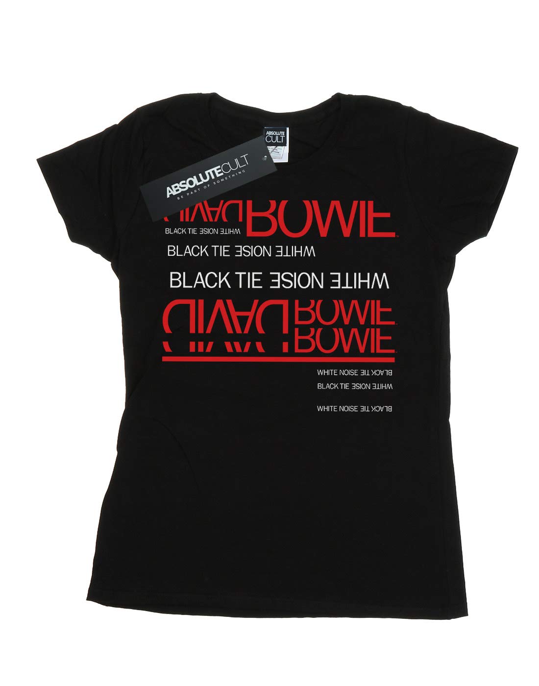 David Bowie Women's Black Tie White Noise Graphic T-Shirt | Vintage Rock Band Tee for Concerts & Casual Wear