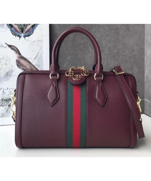 Gucci Ophidia Medium Top Handle Bag in Burgundy - Luxury Leather Crossbody Purse for Women, Perfect for Work, Travel & Evening Events