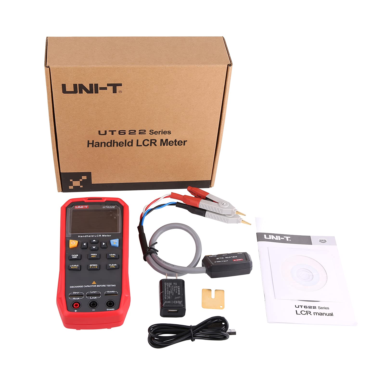 UNI-T UT622E Handheld Digital LCR Meter - High Precision Inductance Capacitance Resistance Tester with Backlight & Data Hold | Professional ESR, Ohm & Frequency Measurement for Industrial Components & Capacitor Testing | Ideal for Electronics Repair, Lab Testing & Quality Control