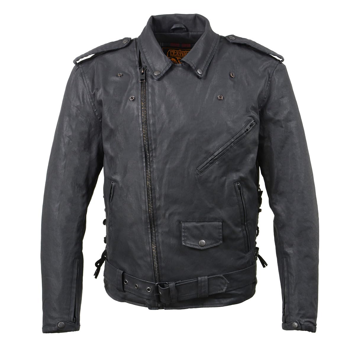 Milwaukee Leather MDM1020 Men's Black Waxed Motorcycle Denim Jacket with CE Armor - Durable Riding Gear for Harley, Cruiser & Street Bikes - Perfect for Commuting, Touring & Urban Riding